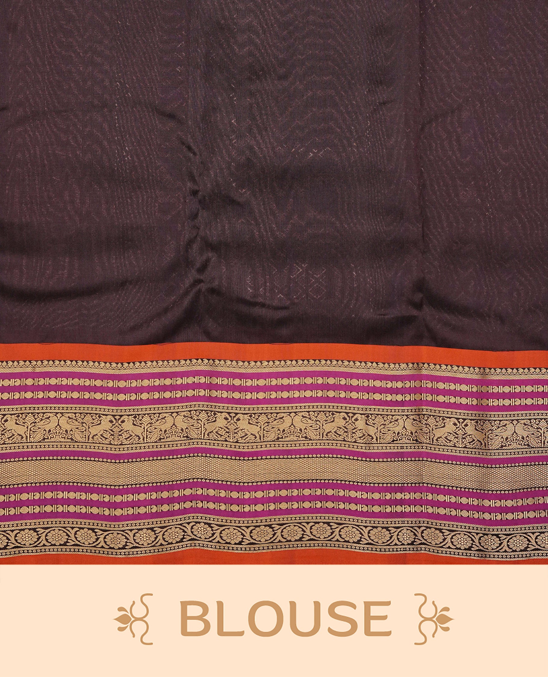 Olive colour Kancheepuram silk saree featuring Gold zari Motifs on body, complemented by Multicolour with Traditional border, comes with matching blouse piece.