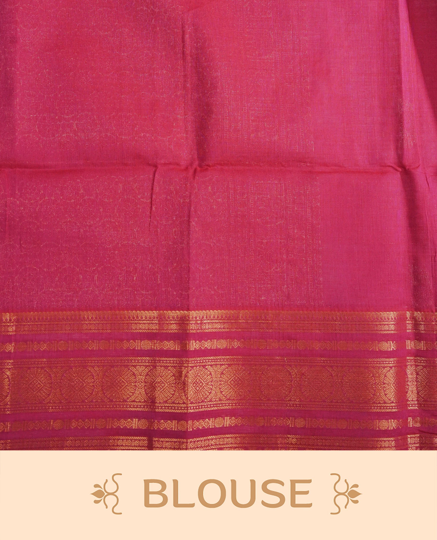 Magneta colour chettinad cotton saree Featuring Gold zari Check Pattern with motifs on body, complemented by Self colour with zari border, comes with matching blouse piece.