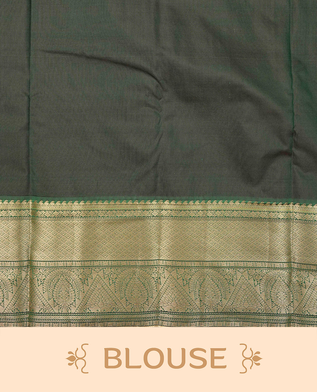 Rust orange colour semi wedding saree featuring gold zari check with peacocok motifs on body complemented by contrast green colour with traditional border, comes with macthing blouse piece.