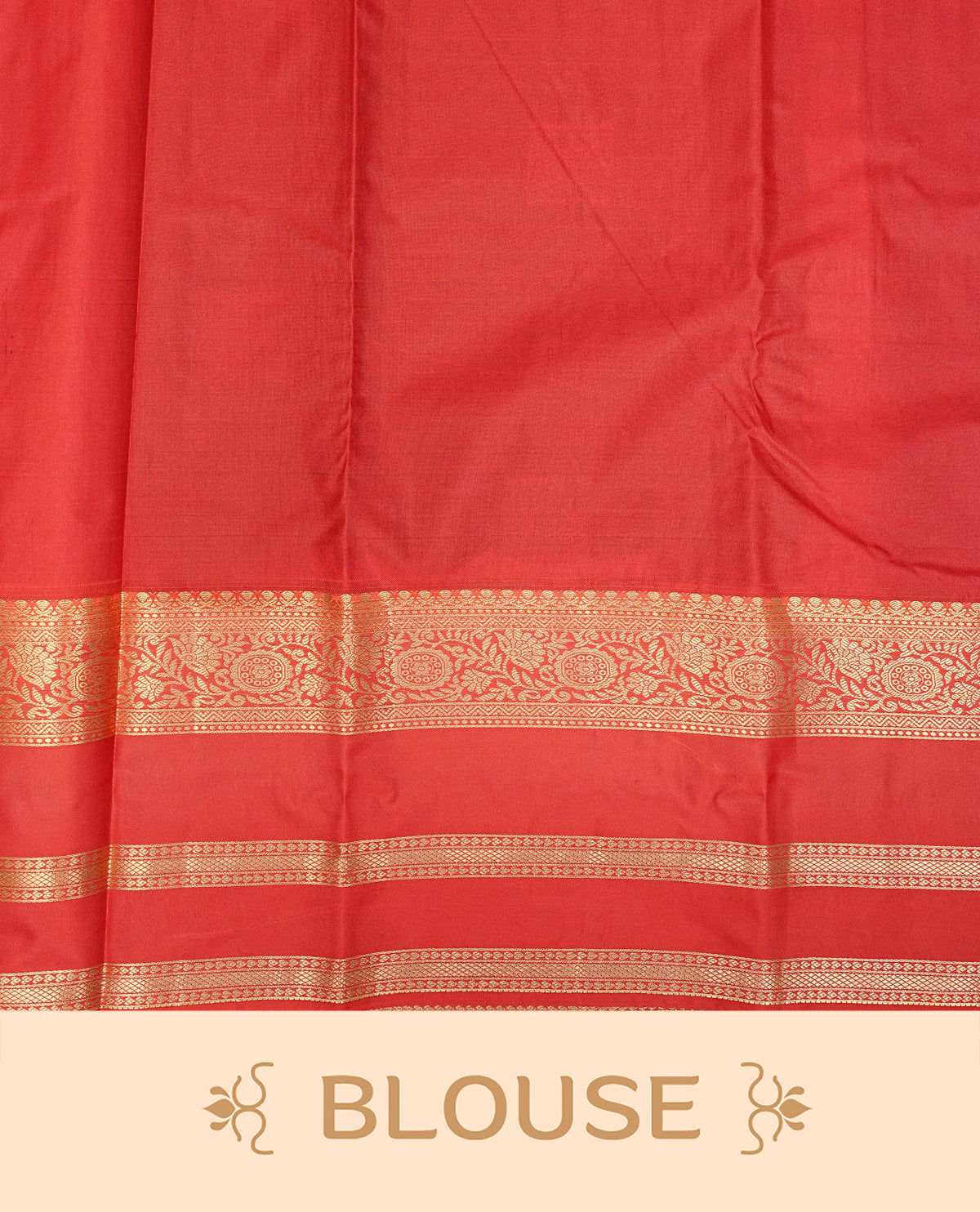 Dark chocolate colour semi wedding silk saree featuring gold zari stripes with box on body, contrast red colour with gold zari traditional border on body, rich pallu comes with matching blouse piece