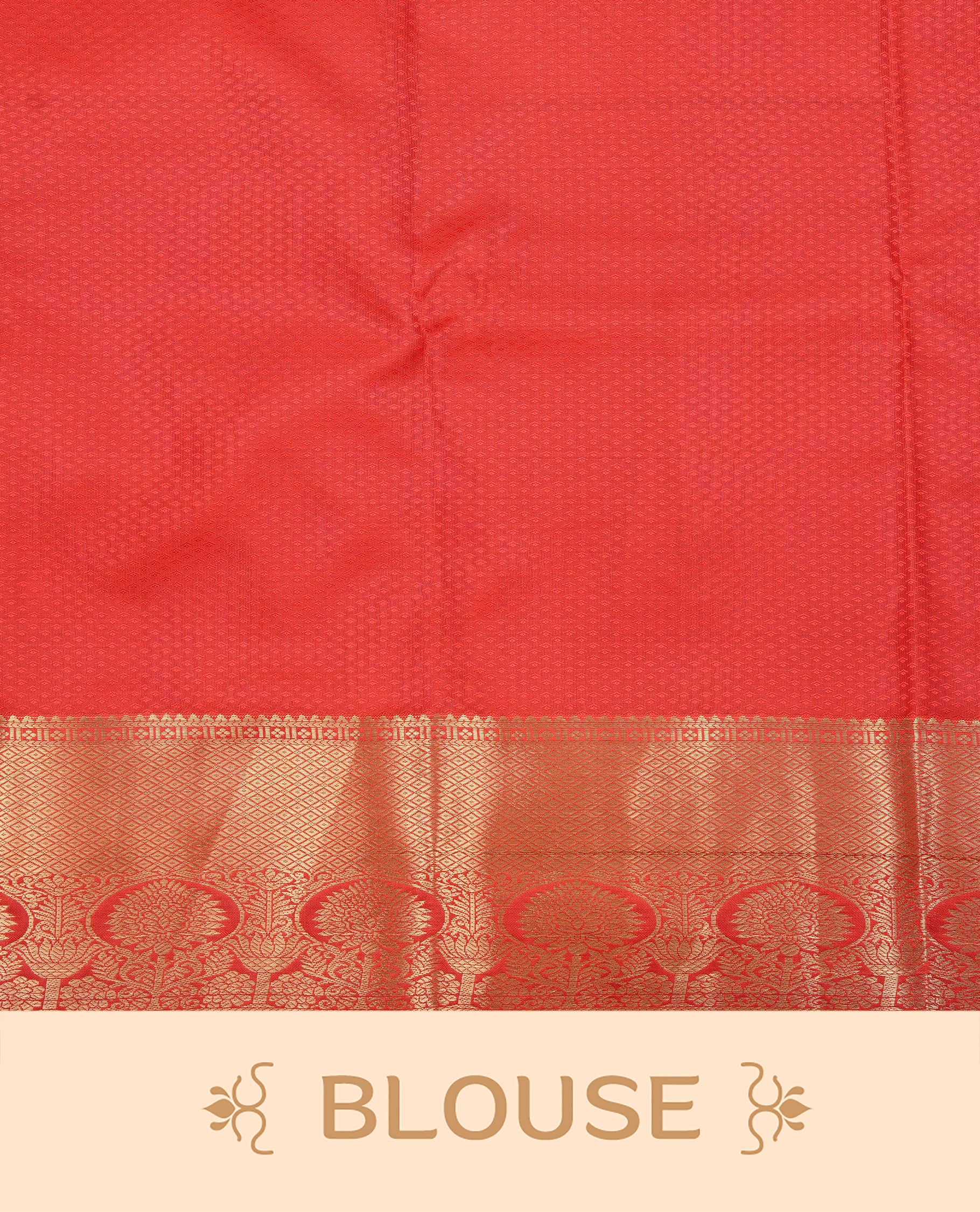 Red Colour Semi Wedding Silk Saree Featuring Gold Zari Floral Kodi Pattern, Showcased with self colour With Traditional Border,  Paired With Matching Blouse Piece.