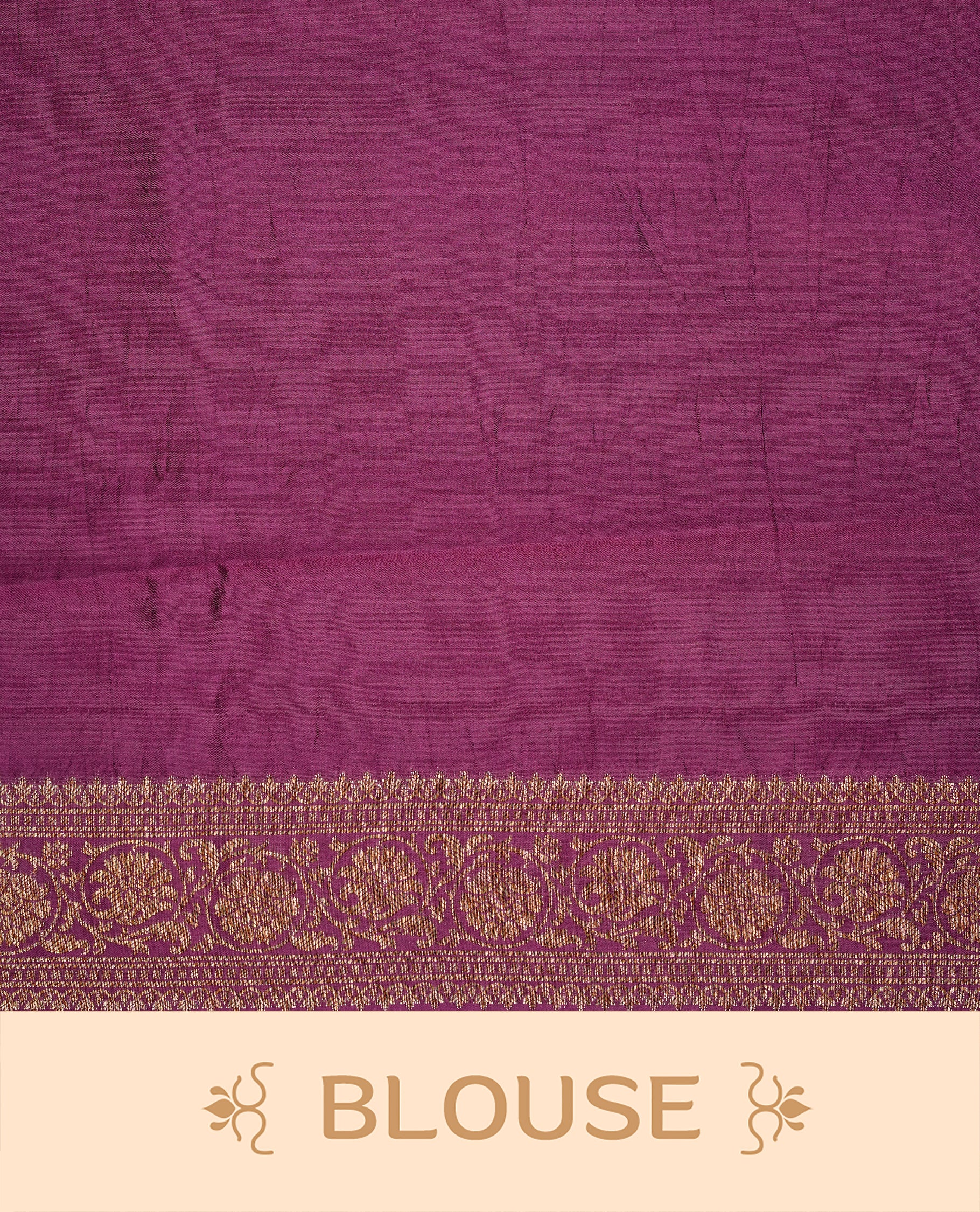 Olive colour Banaras tussar silk saree featuring elegant gold zari buttas across the body, complemented by a contrast Maroon border with rich zari detailing. Comes paired with a matching blouse piece.