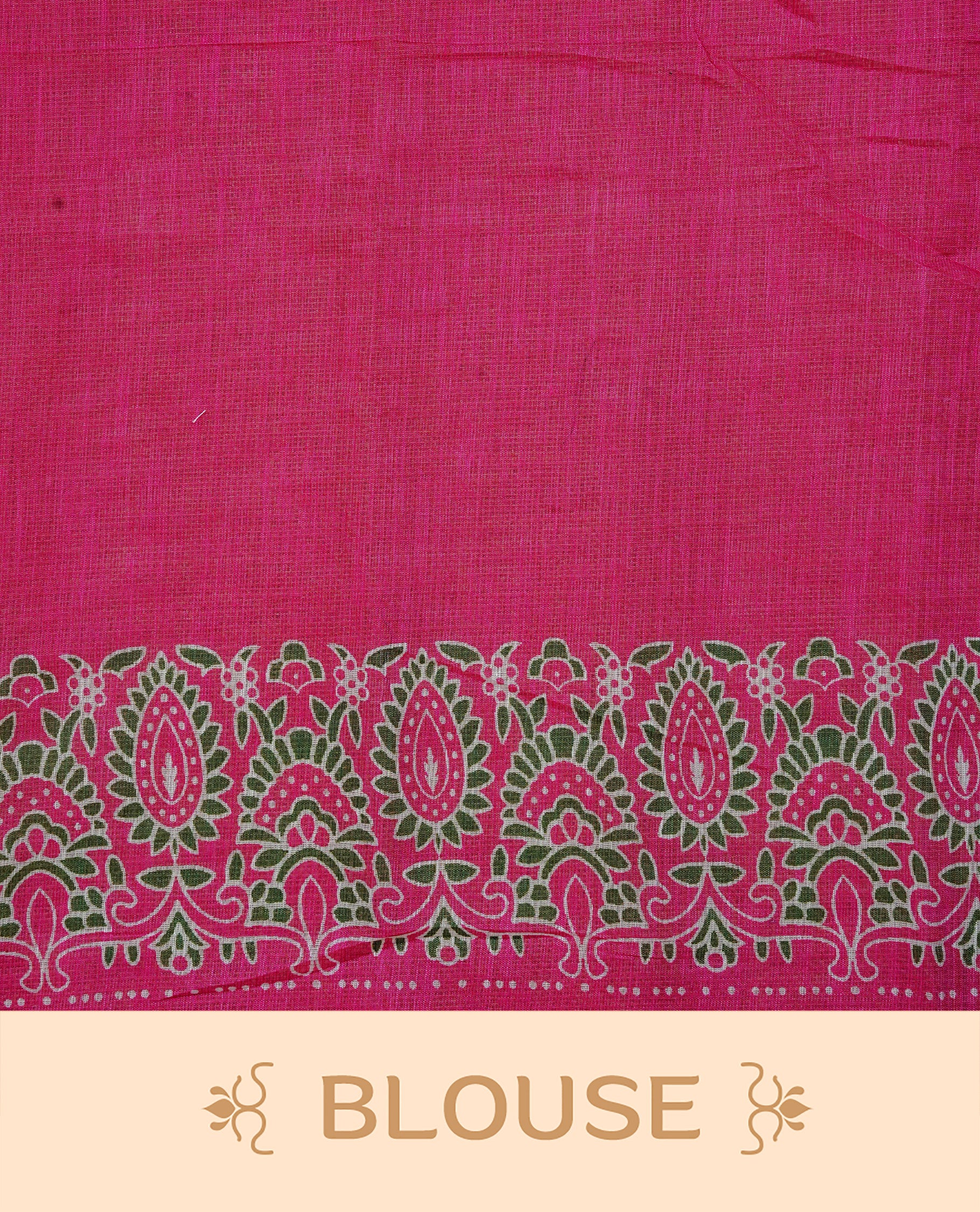 Off White colour Semi Linen Saree Featuring Elegant Floral Print on body, Contrast Pink Colour Border, Minimal Floral print Pallu, Unique Tassel Detailing For Festive Vibe, Contrast Colour Blouse piece.