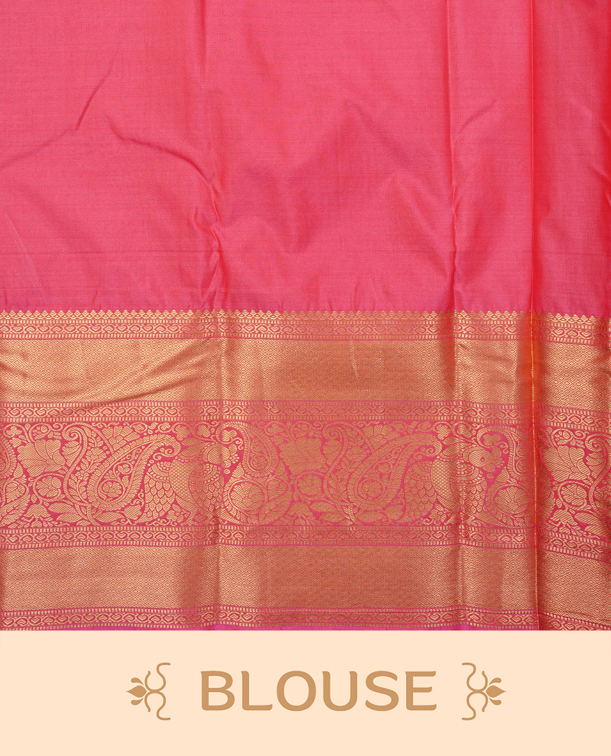 Grey colour semi wedding saree featuring gold zari check with peacocok motifs on body complemented by contrast magenta colour with traditional border, comes with macthing blouse piece.
