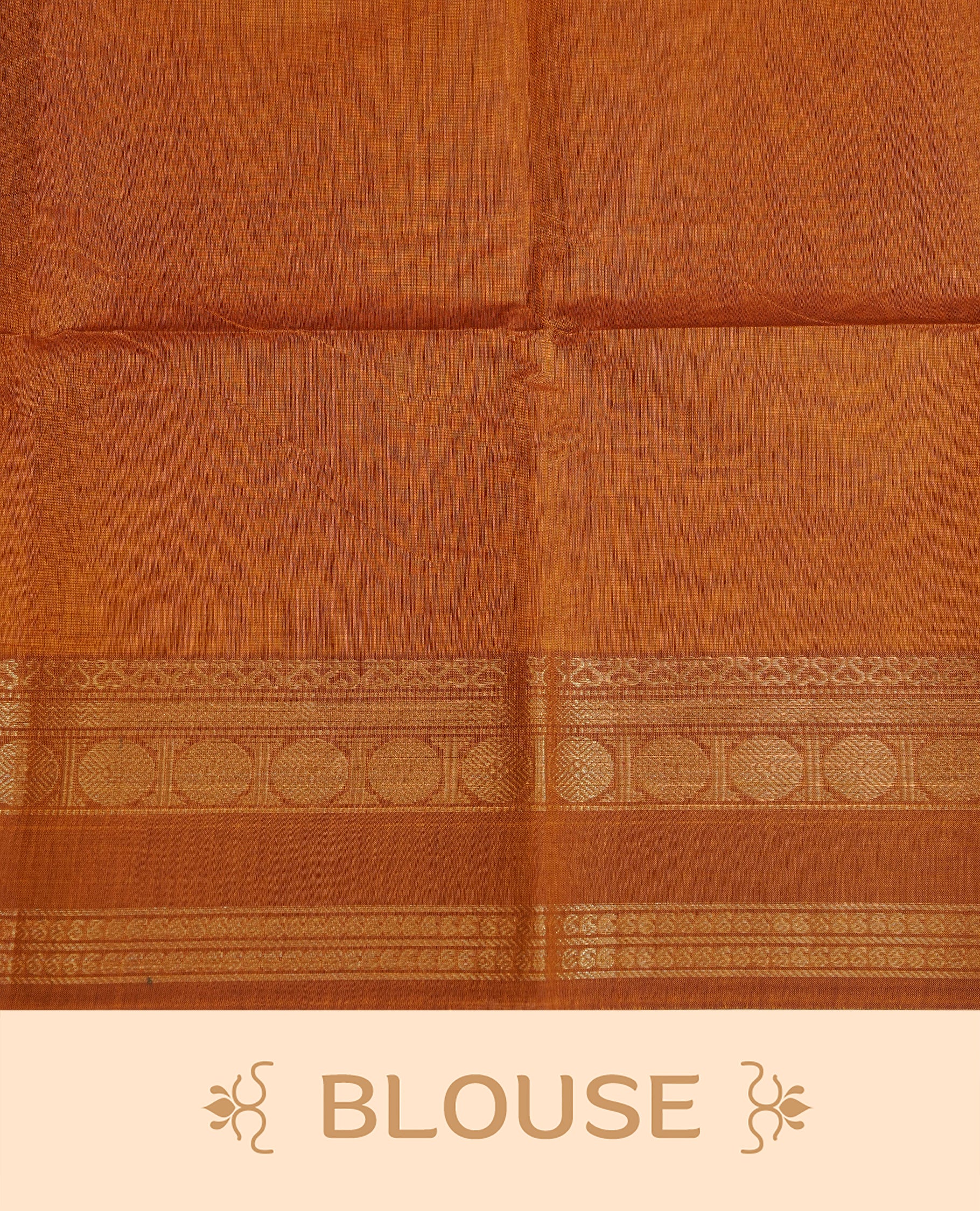 Brown colour chettinad cotton saree featuring Elegant plain body,Self colour with Gold zari border, comes with matching blouse piece.