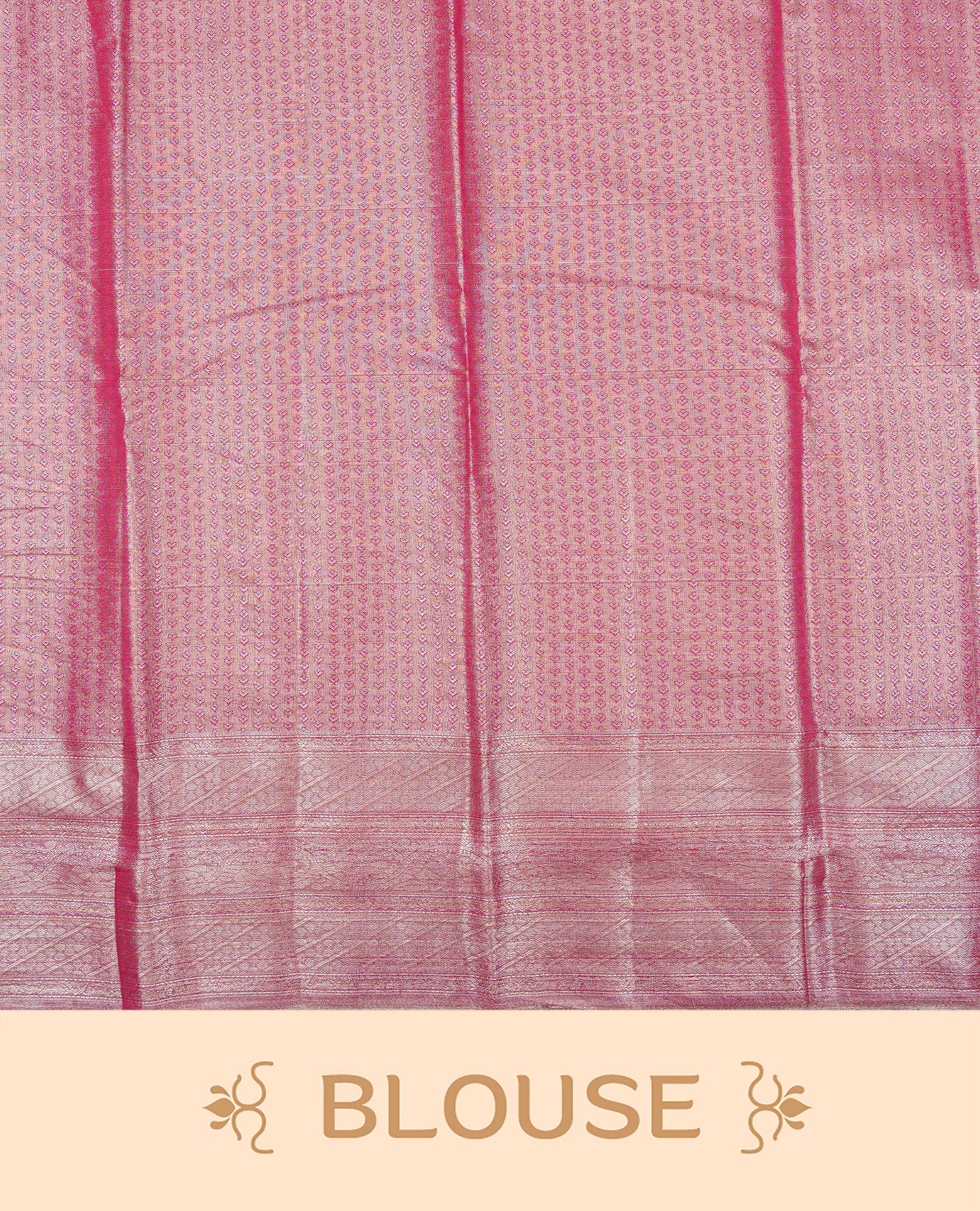 Magenta & Light gold colour Double shade Semi tissue silk saree featuring gold zari kodi pattern on body, self colour with traditional border, paired with matching.