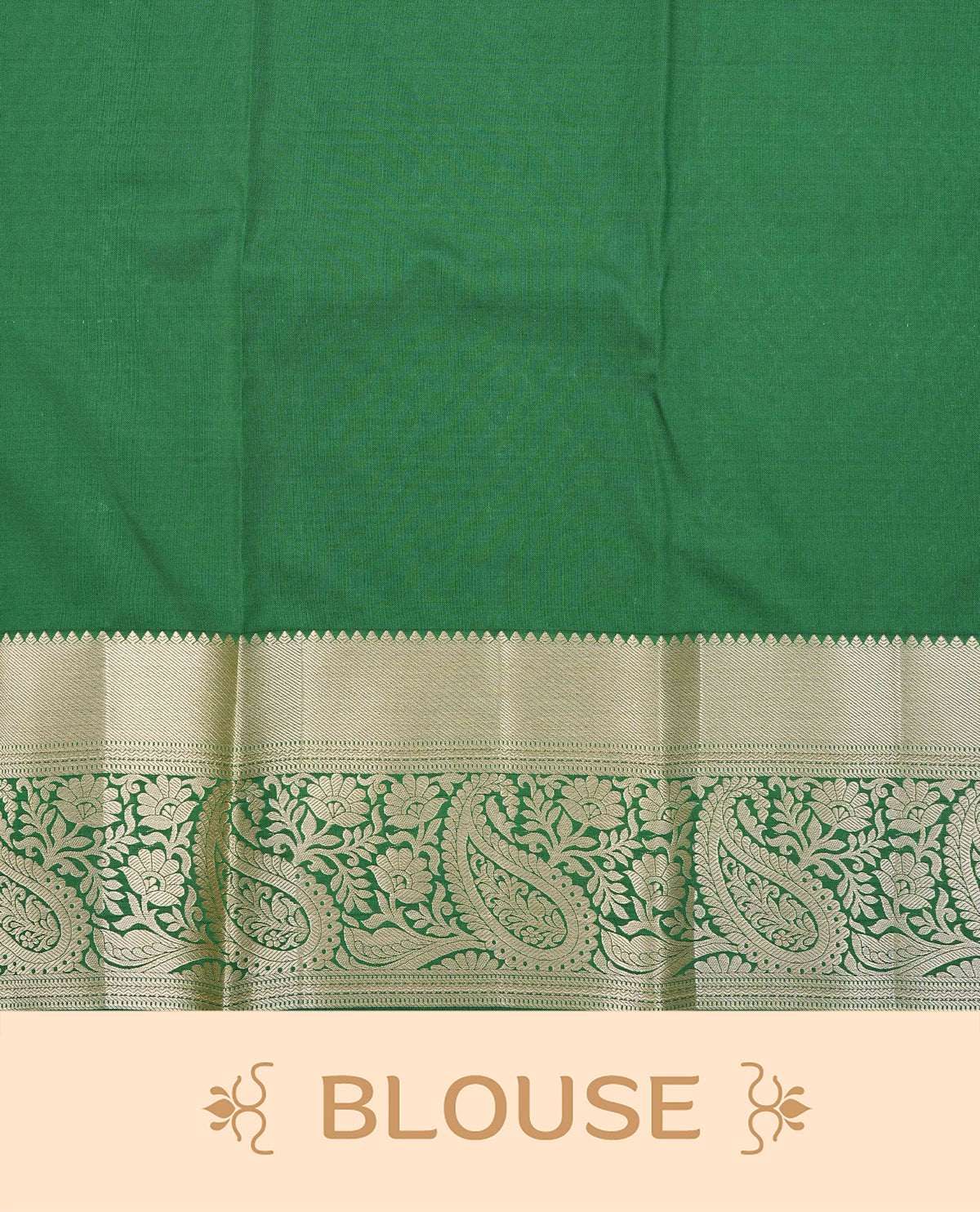 Green colour semi wedding saree featuring gold zari check with  motifs on body complemented by Self colour with traditional border, comes with matching blouse piece.
