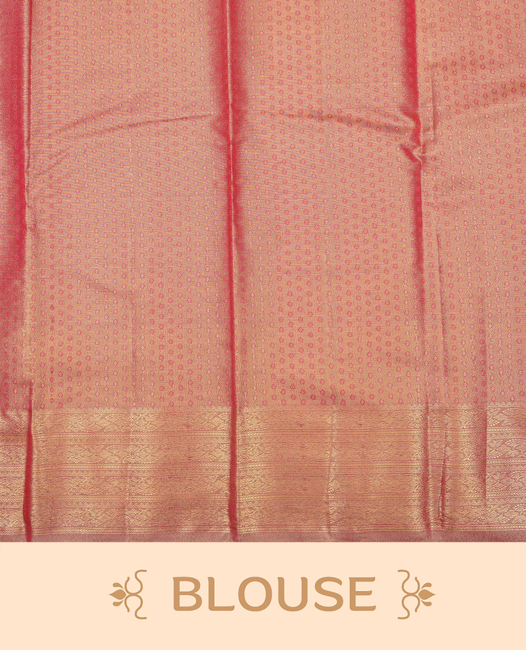 Pink & Gold colour Double shade Semi tissue silk saree featuring self color kodi pattern on body, self colour with traditional border, paired with matching.