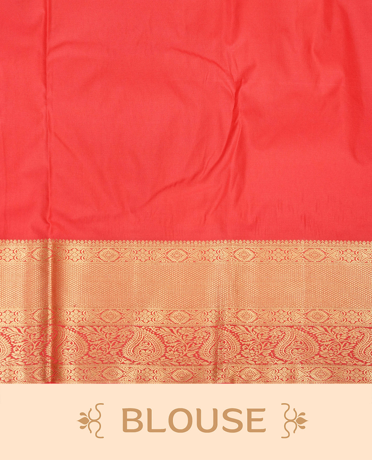 Red colour semi wedding silk saree featuring gold zari with stripes & buttas on body, contrast self colour traditional border on body, rich pallu comes with matching blouse piece