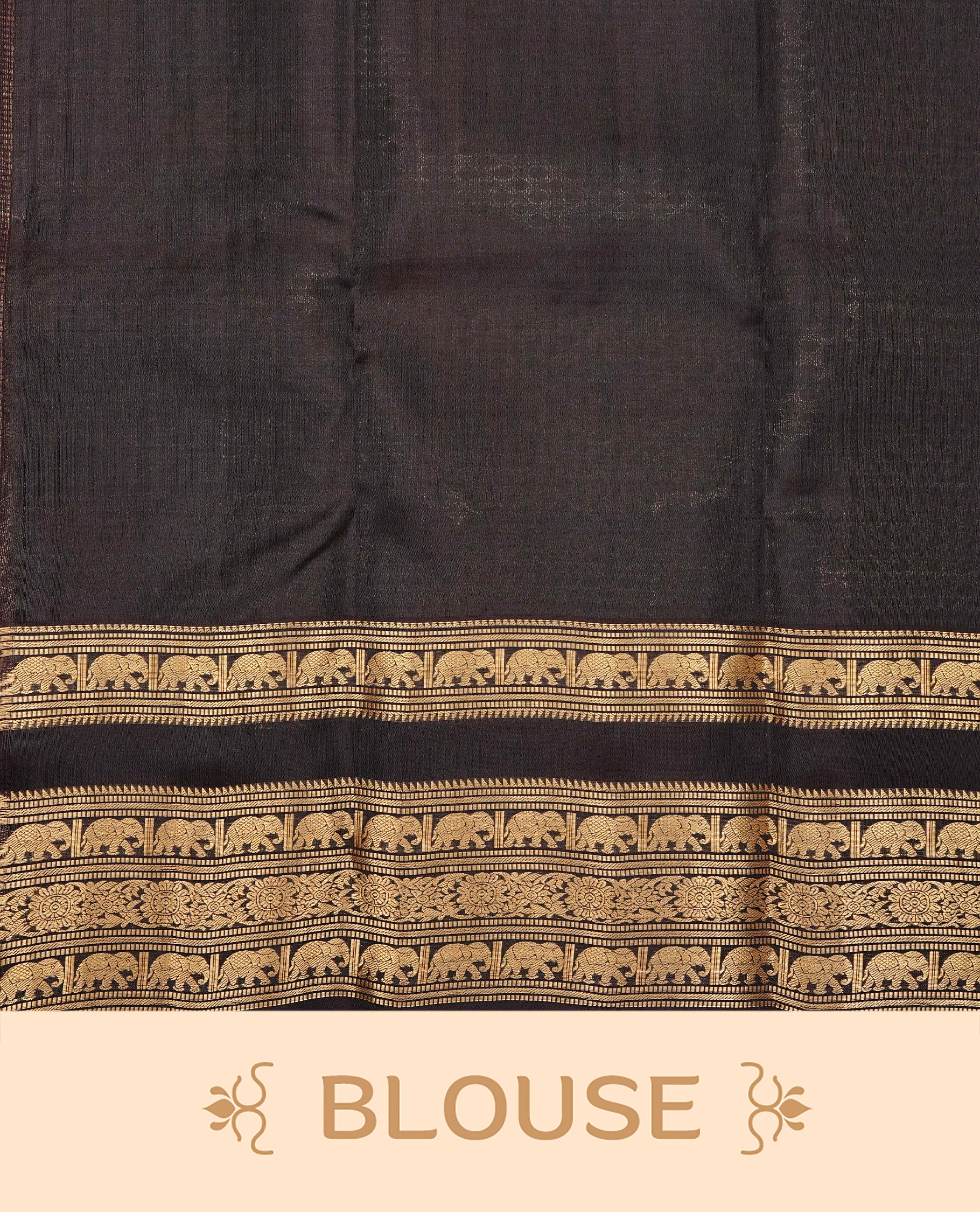 SeaForm Green colour Kancheepuram silk saree featuring Gold zari check with Chakra Motifs on body, complemented by chocolate colour with Traditional border, comes with matching blouse piece.