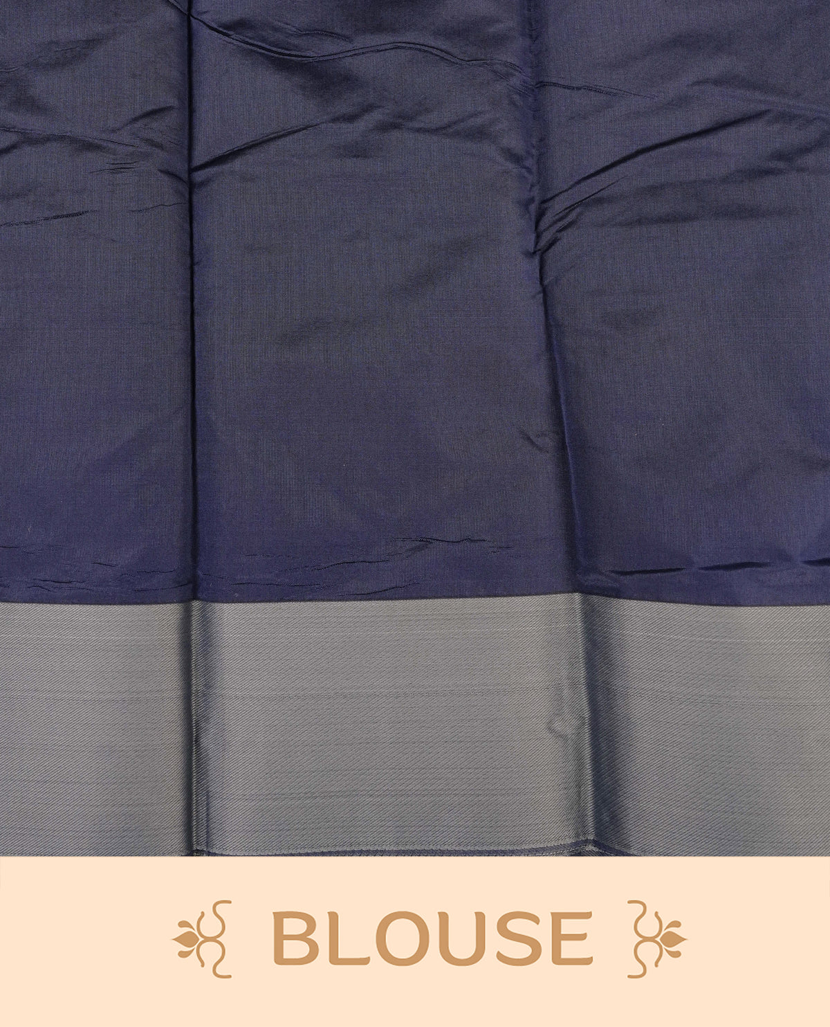 Navy blue colour silk cotton saree featuring ash colour thread motifs on body thread detiled contrast borders & pallu,comes with matching blouse piece