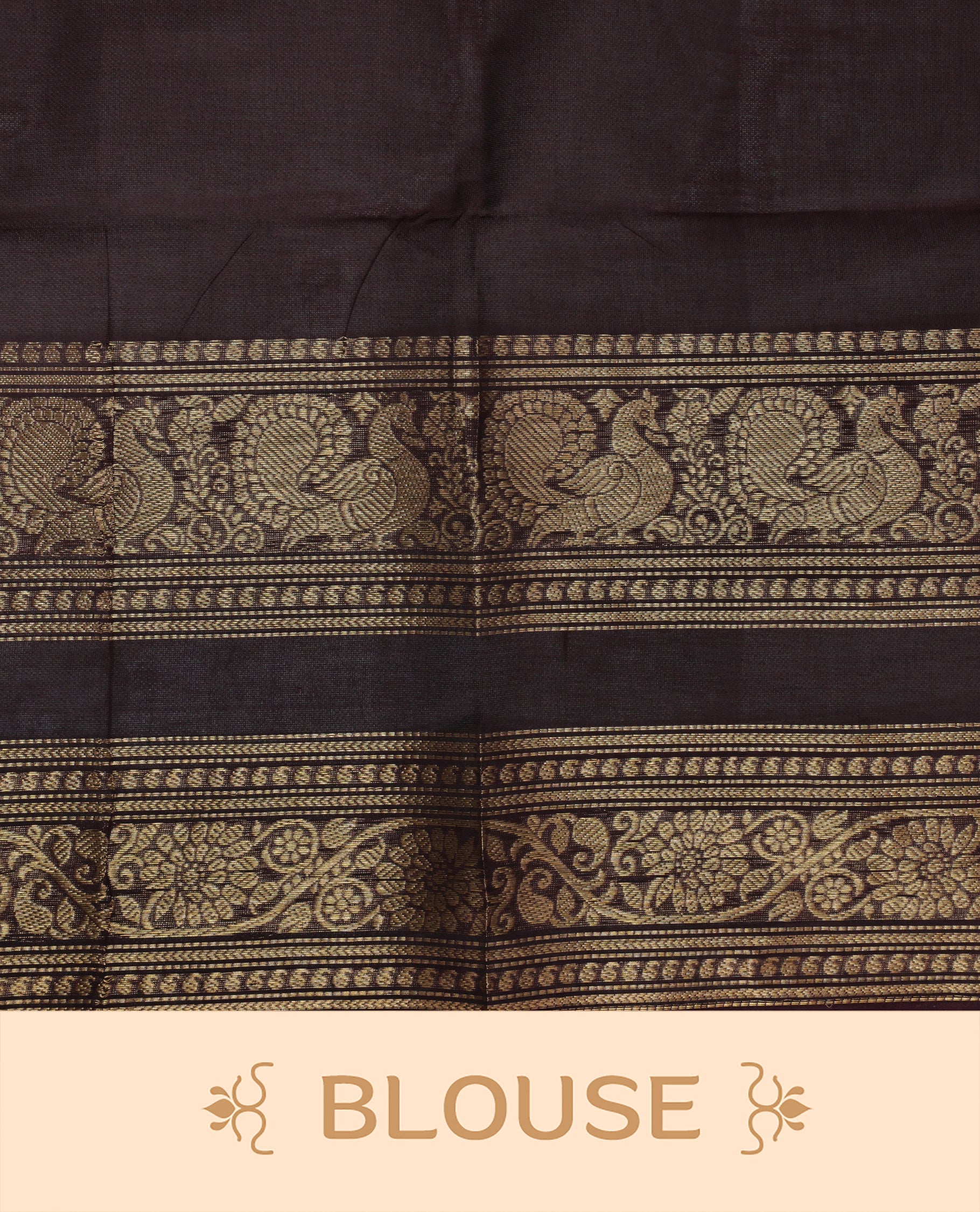 Chocolate Brown colour Chettinad cotton saree featuring Elegant plain body , complemented by self colour with zari border, comes with matching blouse piece.