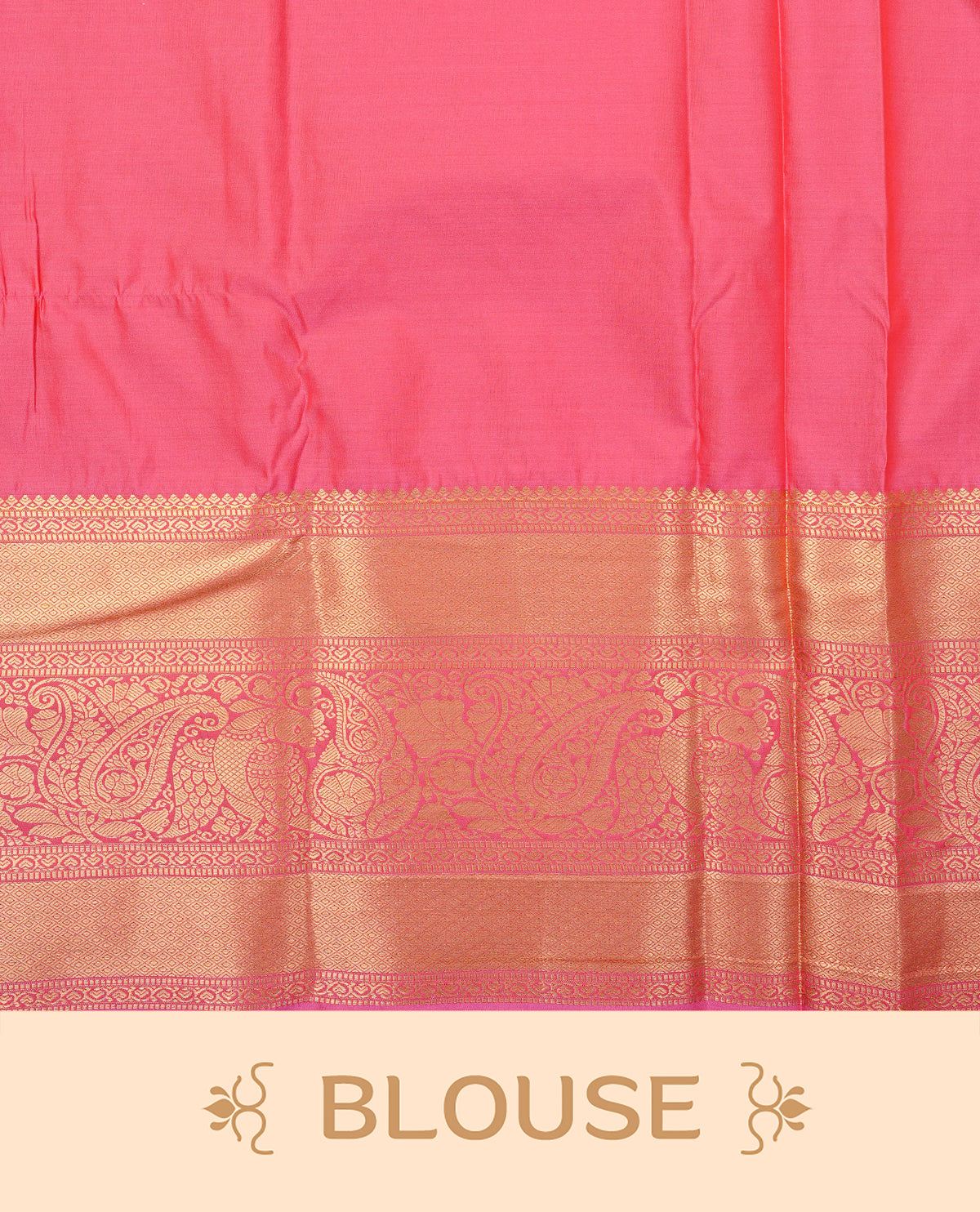 Yellow colour semi wedding saree featuring gold zari check with peacocok motifs on body complemented by contrast magenta colour with traditional border, comes with macthing blouse piece.
