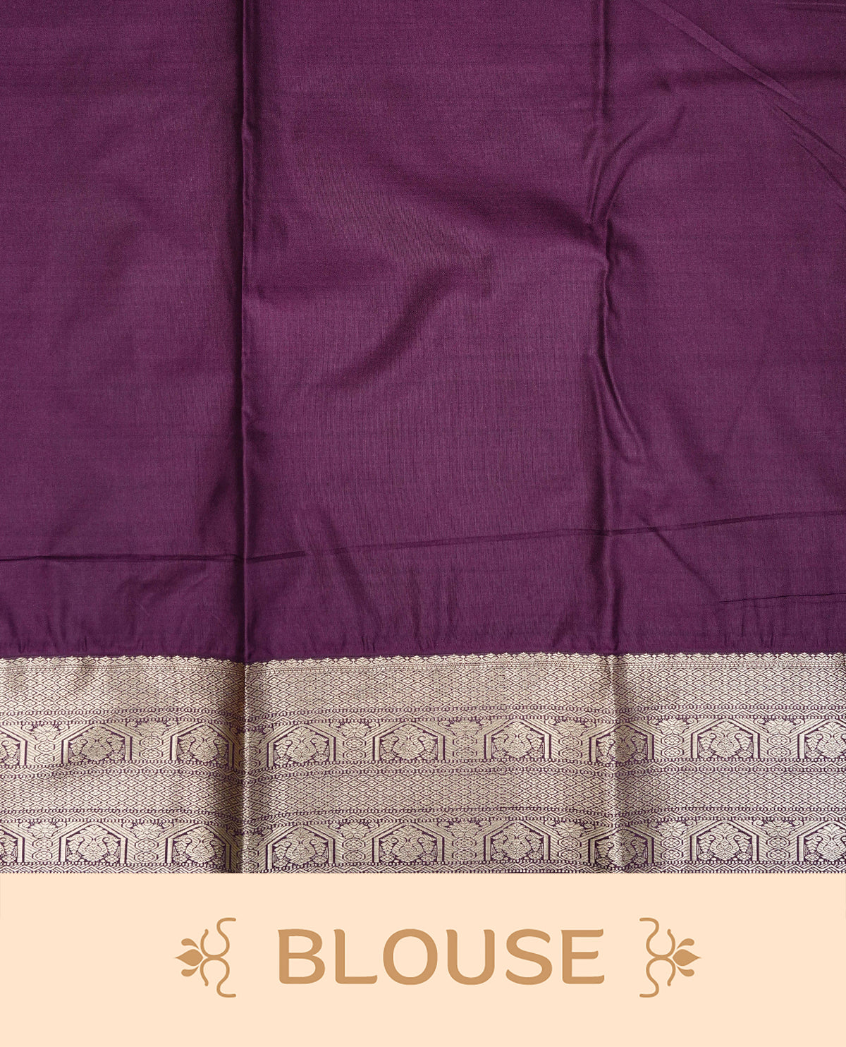 orange colour semi wedding silk saree featuring light gold zari checks with buttas on body, contrast purple colour with traditional border on body, rich pallu comes with matching blouse piece
