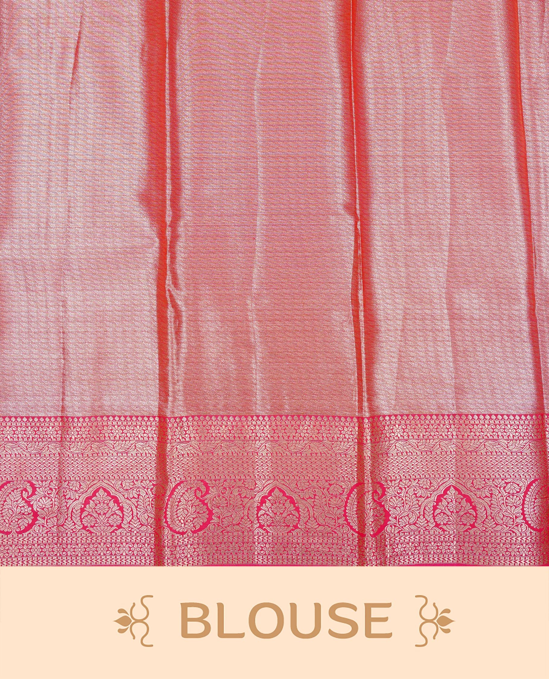 Pink & Silver colour Double shade Semi tissue silk saree featuring self color Stripes on body, Contrast Magenta colour with traditional border, paired with matching.