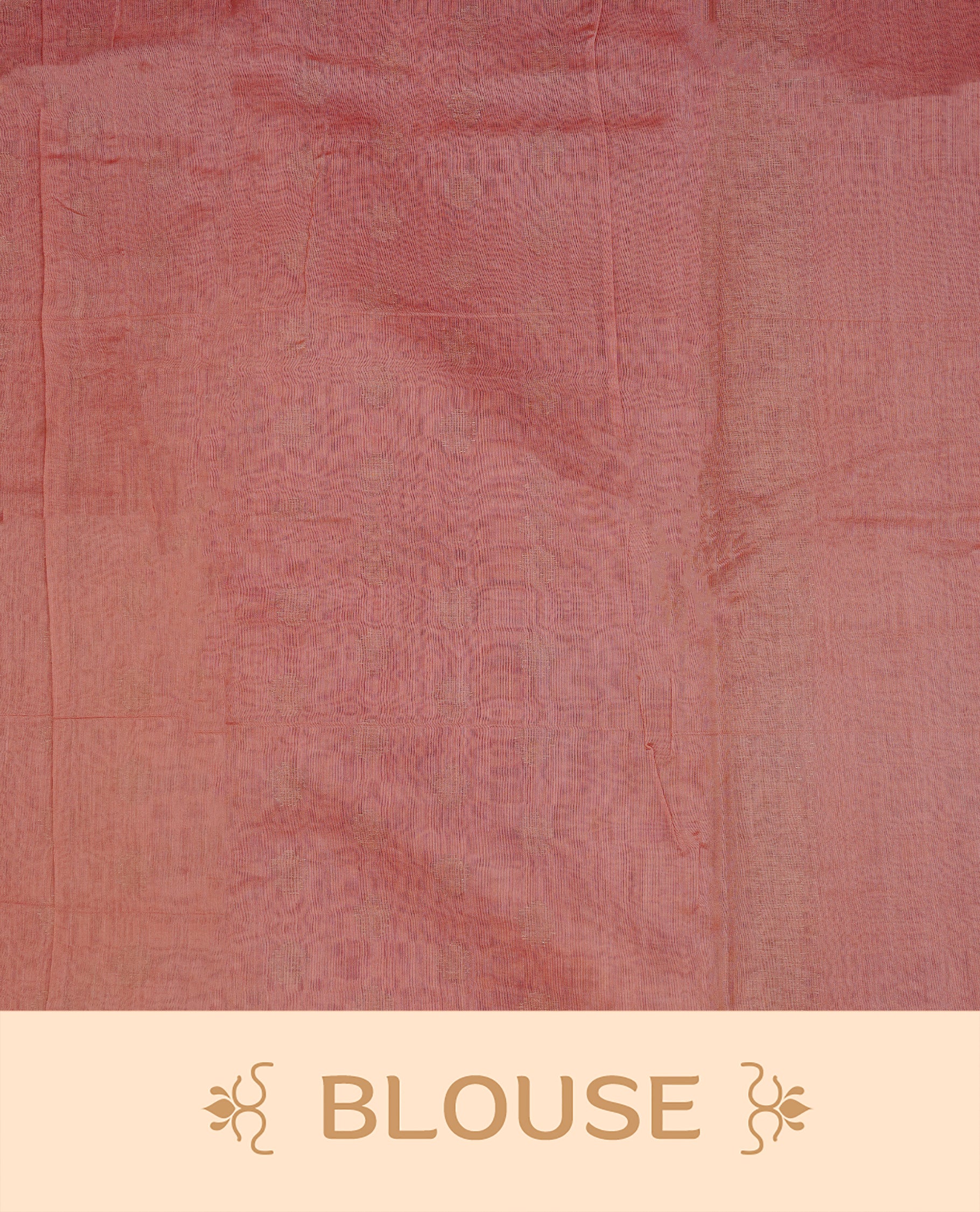 Nude brown colour semi tussar silk saree featuring elegant gold zari motifs across the body, designed with a subtle borderless zari finish for a sophisticated traditional look. Paired with a matching blouse piece.