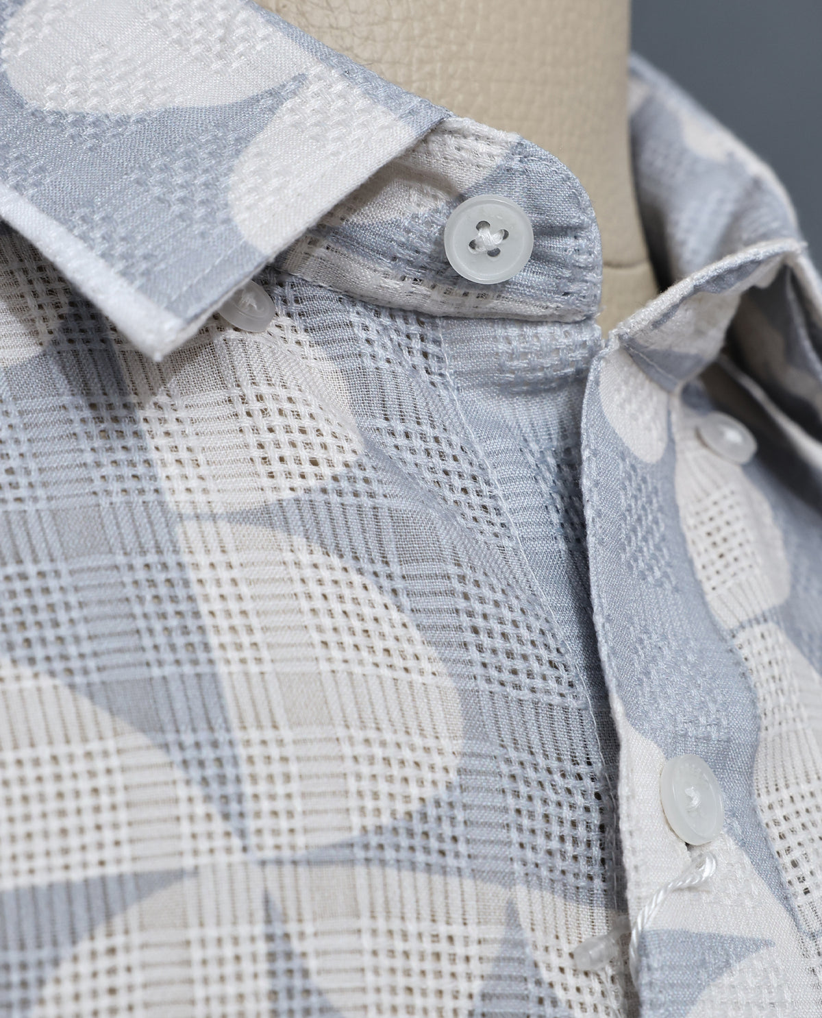 Cream & Light blue colour shirt Geometric pattern body, Full sleeve.