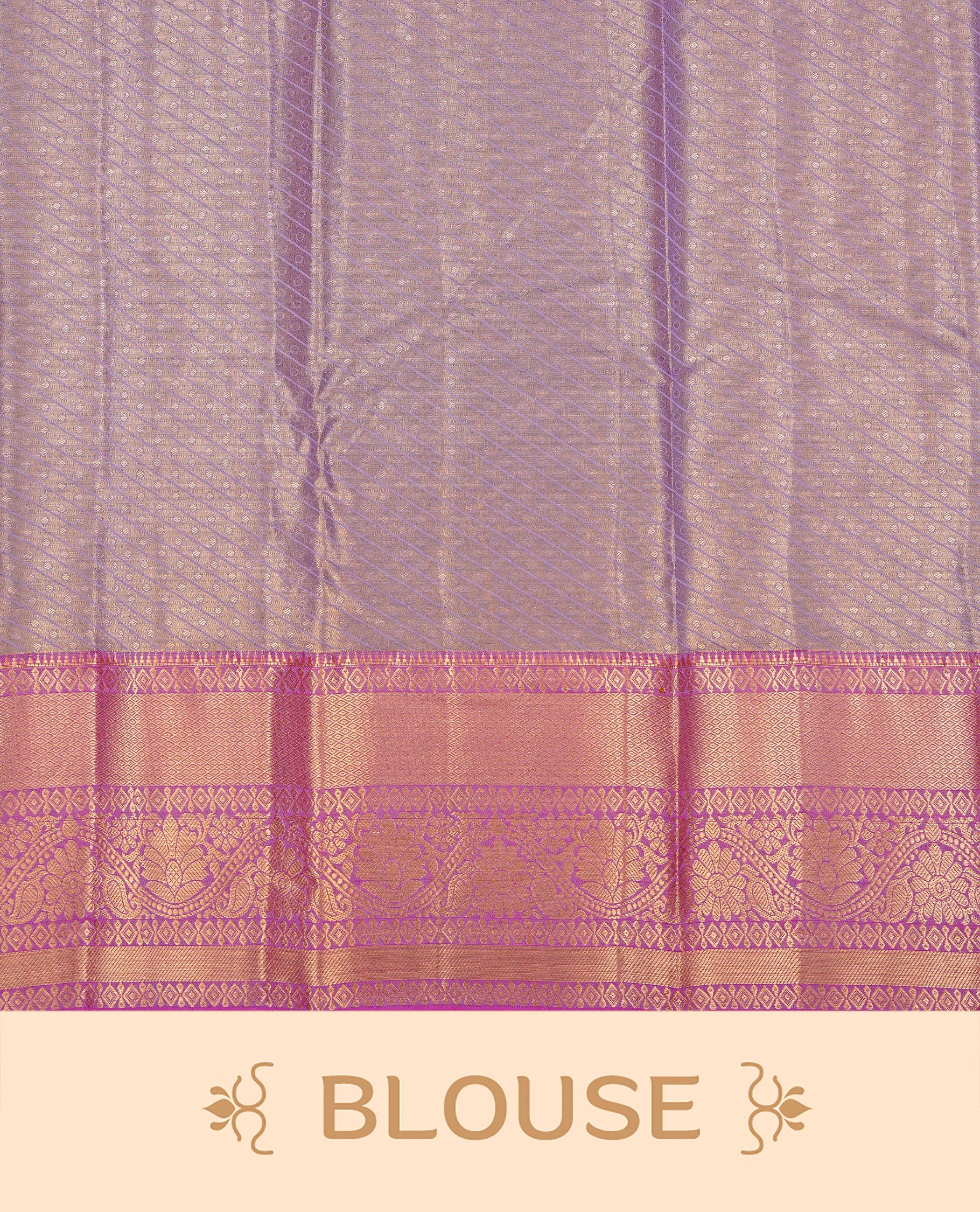 Purple & gold colour Double shade Semi tissue silk saree featuring Gold & silver kodi with Pattern on body, Contrast Magenta colour with traditional border, paired with matching.