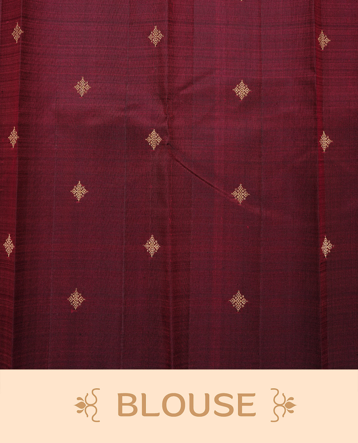 Black & Maroon Dual Colour Traditional Kancheepuram Saree featuring Gold zari motifs across the body, complemented by a matching maroon pallu with subtle gold zari motifs, paired with a matching maroon blouse piece.