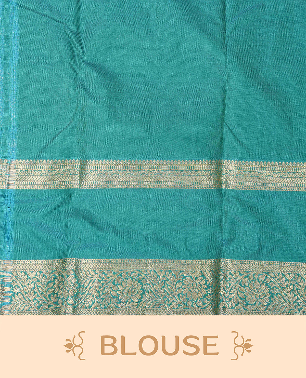 Aqua colour semi wedding silk saree featuring gold zari checks with motifs on body,contrast self colour with traditional border on body, rich pallu comes with matching blouse piece
