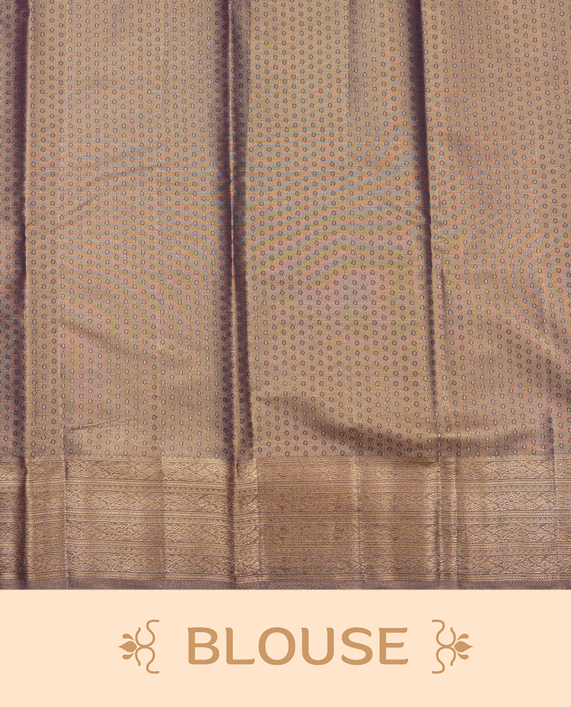 Gold & blue colour Double shade Semi tissue silk saree featuring Gold zari kodi pattern on body, self colour with traditional border, paired with matching.