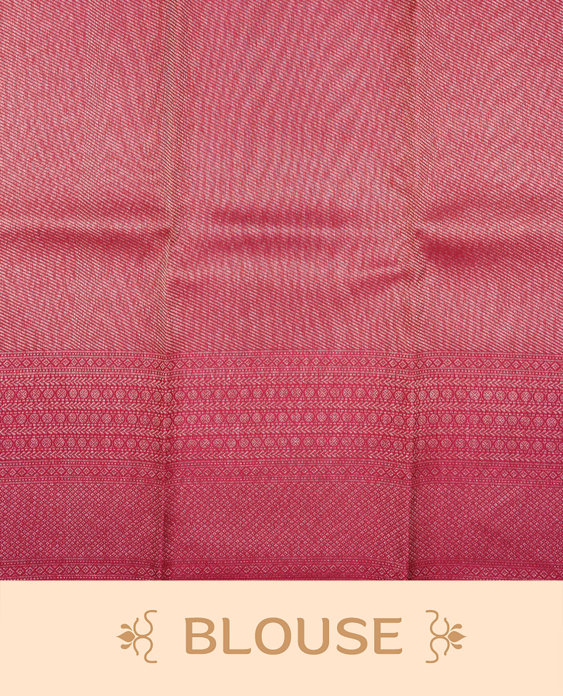 Rouge Colour Wedding silk saree Featuring Gold Zari Pattern on Body, Finished with Self colour With Traditional border, Comes with Matching Blouse Piece.