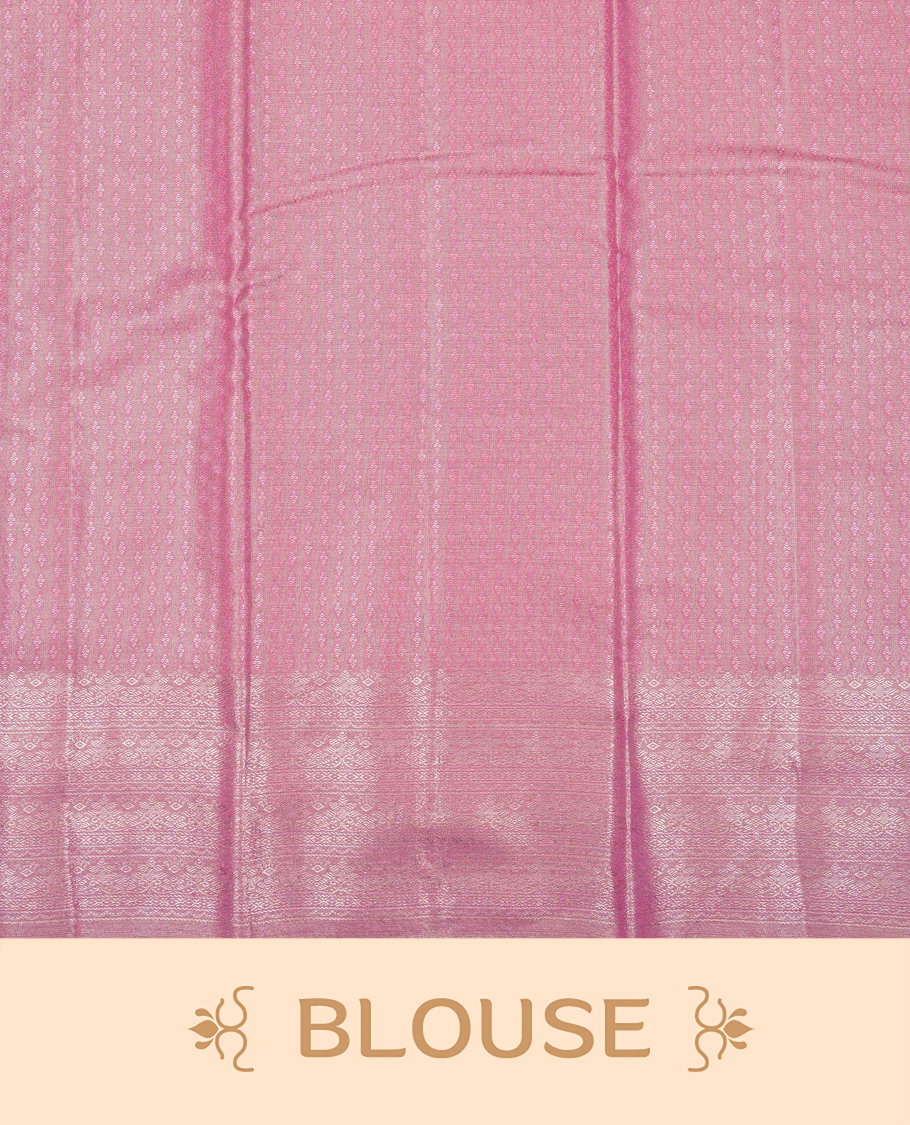 Pink & Silver colour Double shade Semi tissue silk saree featuring Silver kodi pattern on body, self colour with traditional border, paired with matching.