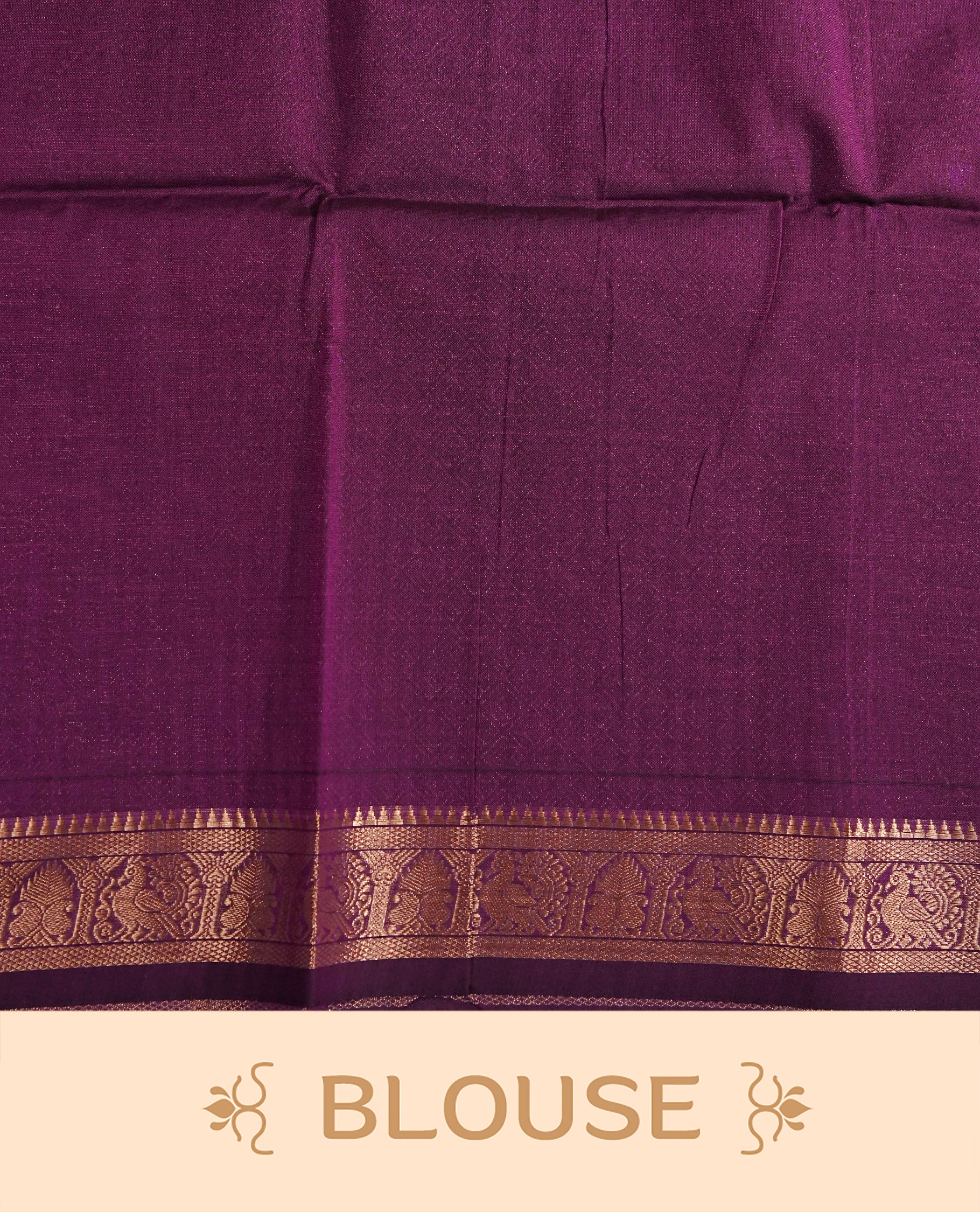 Purple colour chettinad cotton saree Featuring Gold zari Check on body, complemented by self colour with zari border, comes with matching blouse piece.