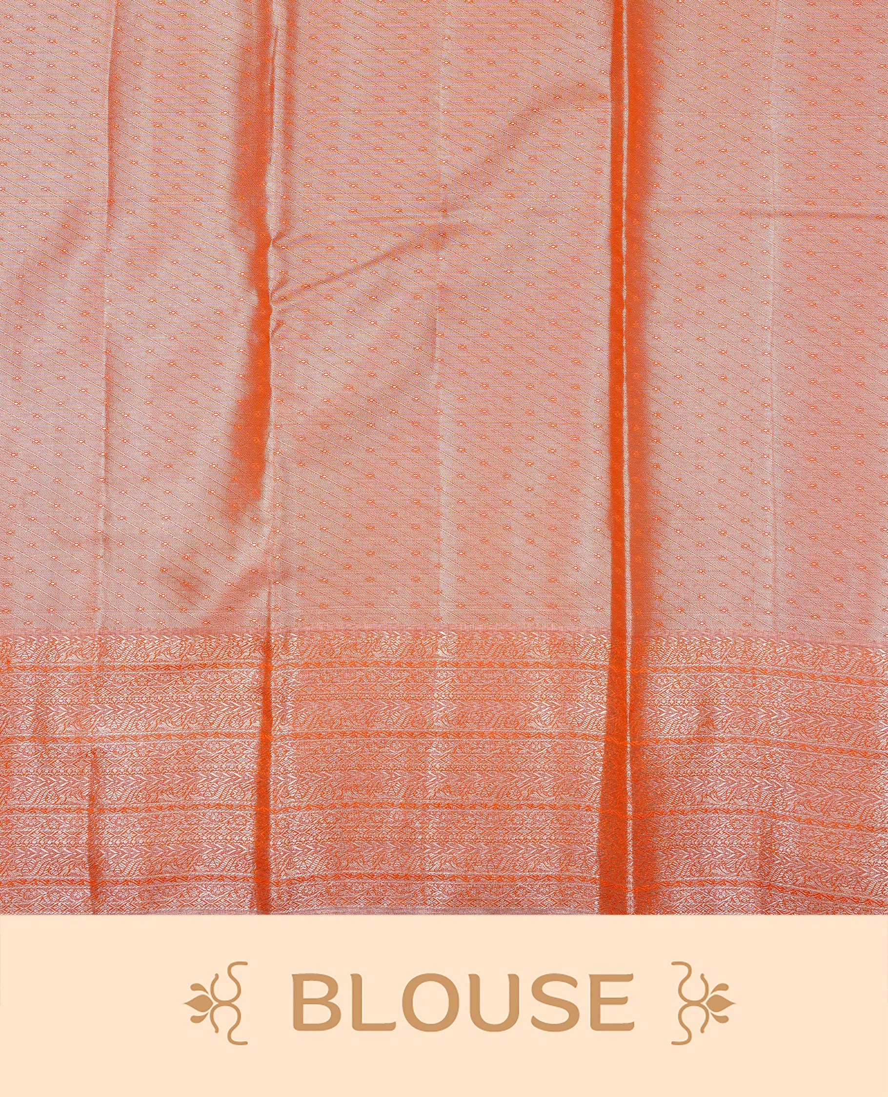 Orange & Light Gold colour Double shade Semi tissue silk saree featuring self color kodi pattern on body, self colour with traditional border, paired with matching.
