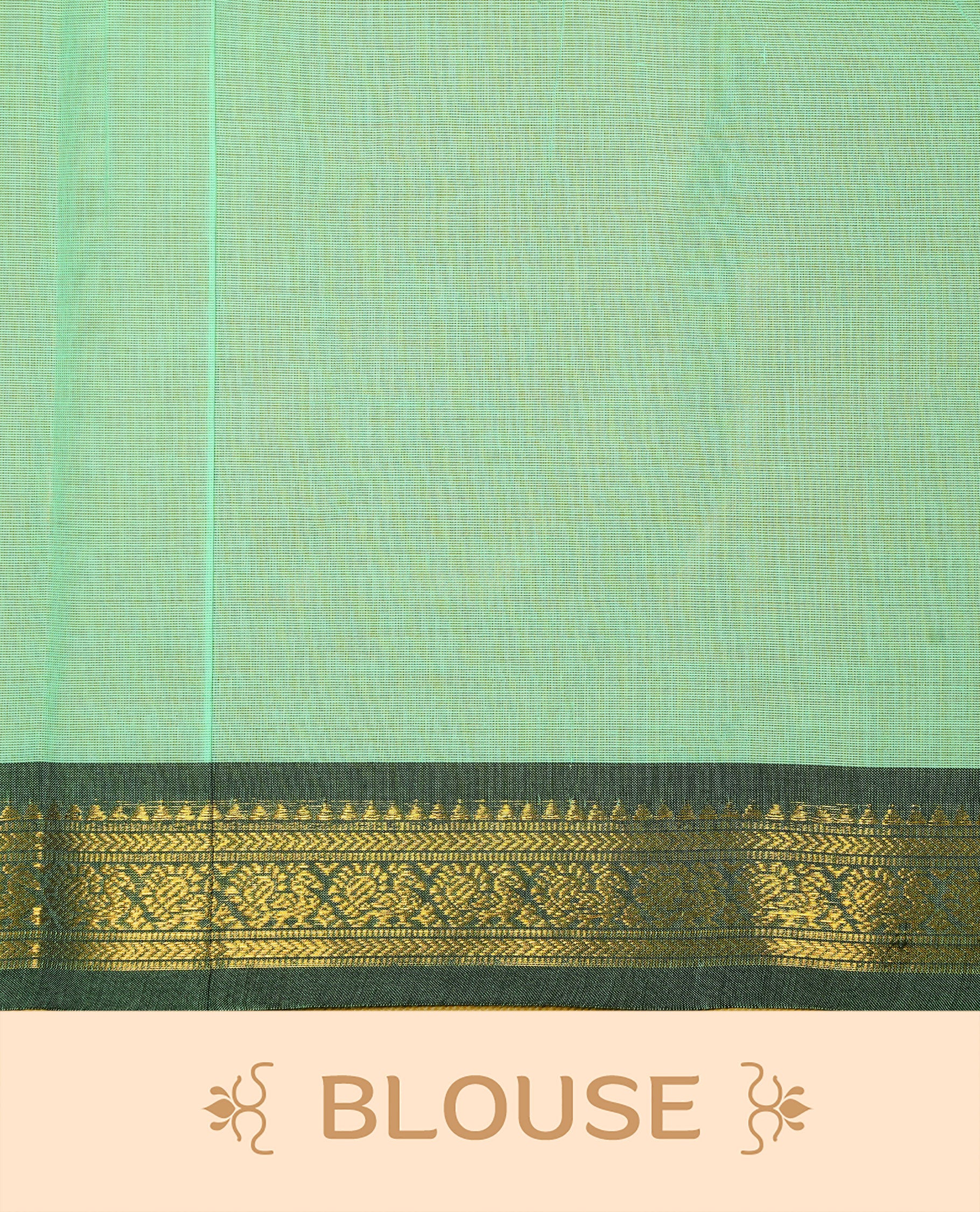 Mint Colour Chettinad cotton saree featuring elegant plain body , complemented by contrast Greyish black colour with simple  traditional border, comes with matching blouse piece.
