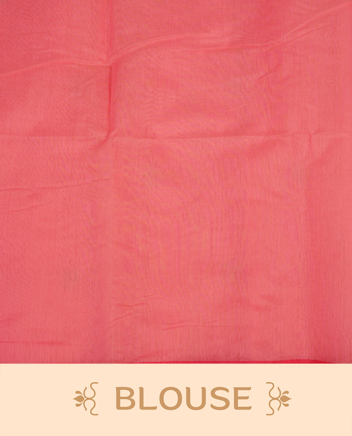 Bright peach colour Maheshwari cotton saree, gold zari floral motifs on body, complement light pink colour gold zari border comes with matching blouse.