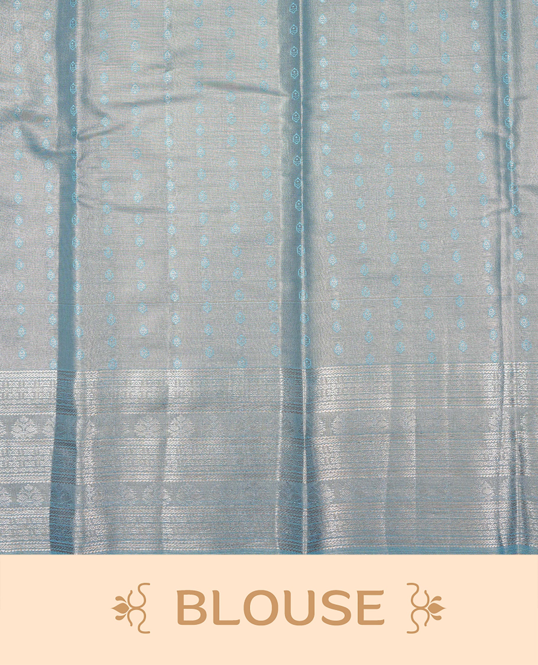 Blue & Gold colour Double shade Semi tissue silk saree featuring self color kodi pattern on body, self colour with traditional border, paired with matching.