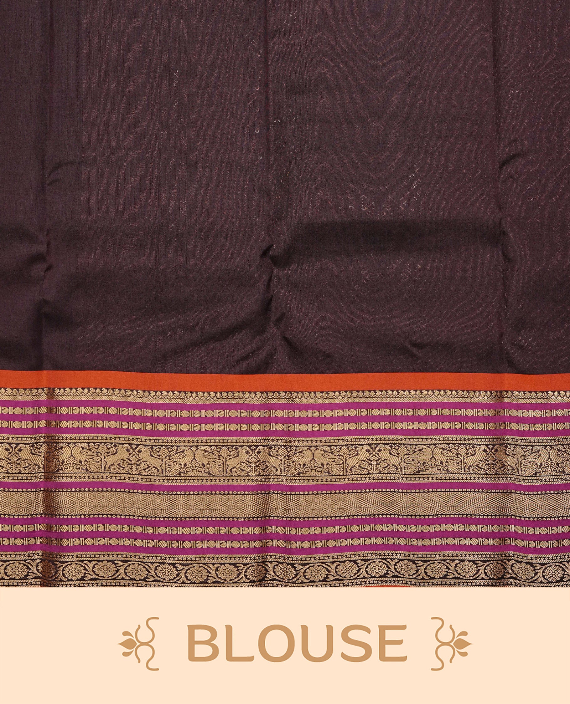 Dusted Lavender colour Kancheepuram silk saree featuring Gold zari Motifs on body, complemented by Multicolour with Traditional border, comes with matching blouse piece.