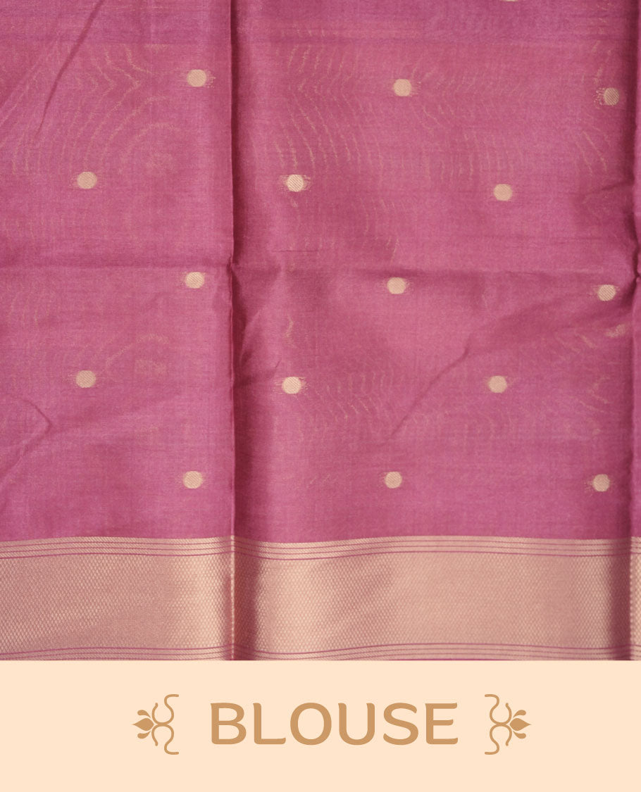Pink and light pink colour semi tussar silk saree, featuring an intricate gold zari stripes on body and pallu , comes with matching blouse.