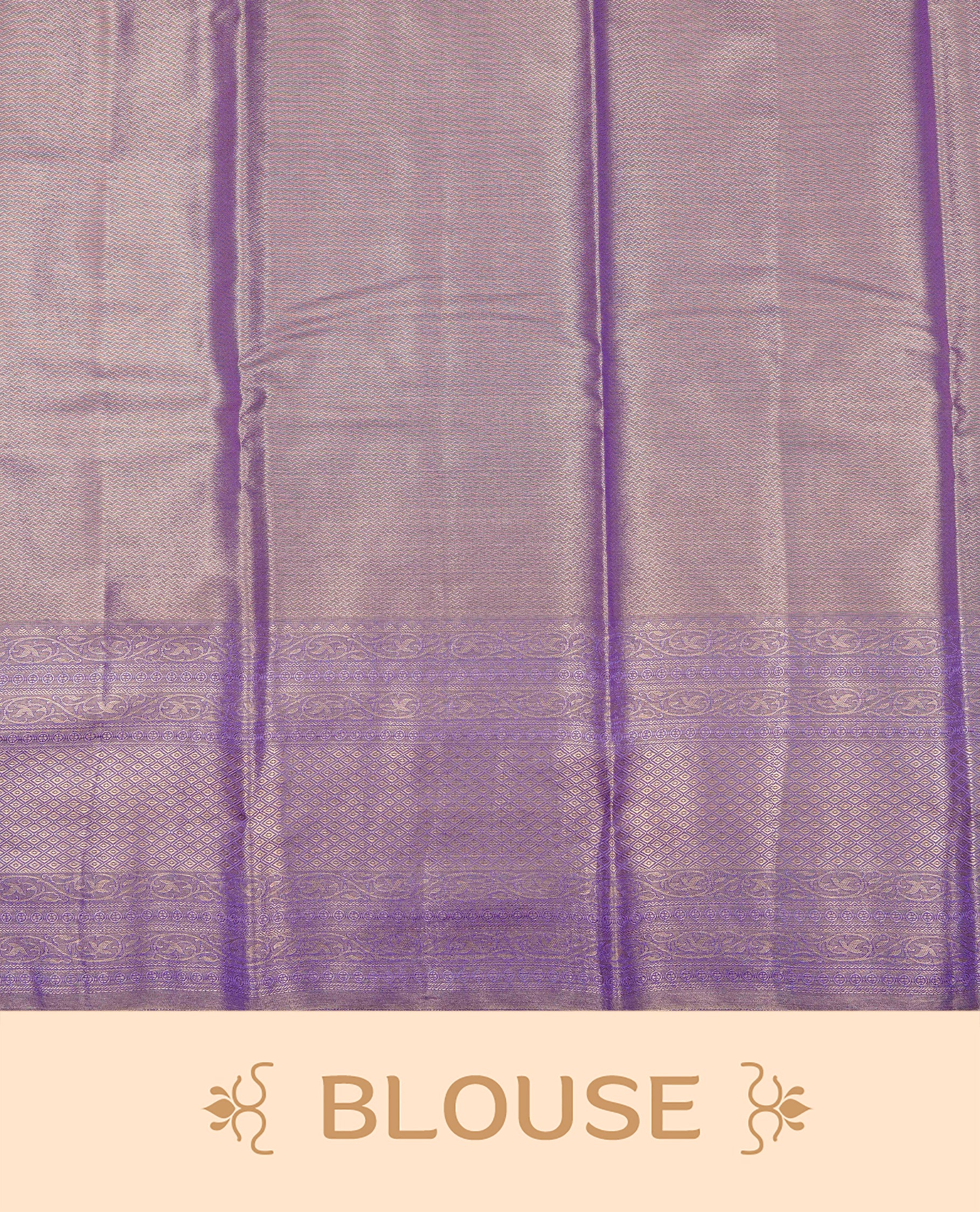 Violet & Gold colour Double shade Semi tissue silk saree featuring Gold zari kodi pattern on body, self colour with traditional border, paired with matching.