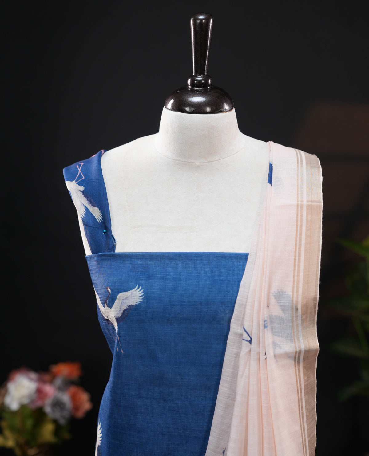 Blue Colour Chanderi Salwar Set featuring digital prints, paired with a matching dupatta and bottom.