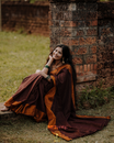 Maroon colour silk cotton saree featuring  copper zari Check on body ,contrast colour with copper zari on border & pallu, comes with matching blouse piece