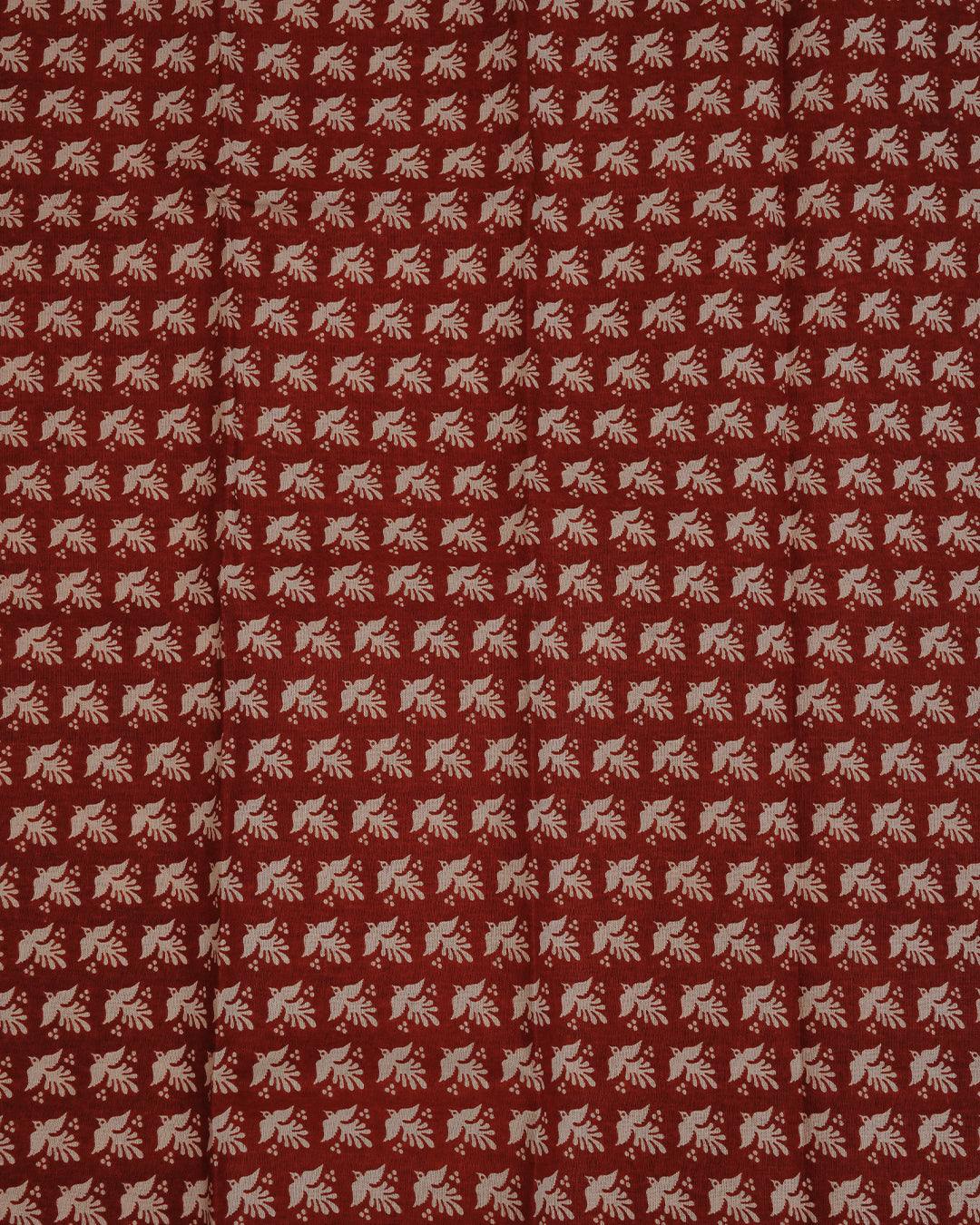 Cream colour cotton Set Mundu Features Plain body, Highlighting Brown colour bird Printed border.