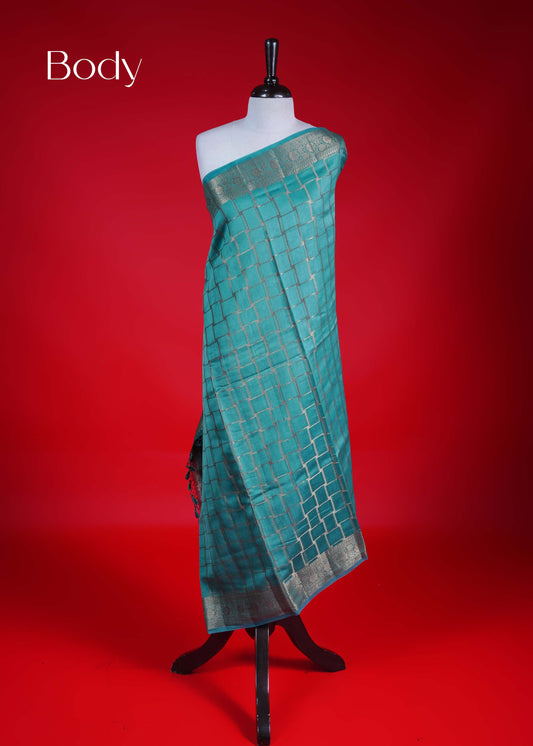 Teal Green colour Banarasi Chanderi silk saree