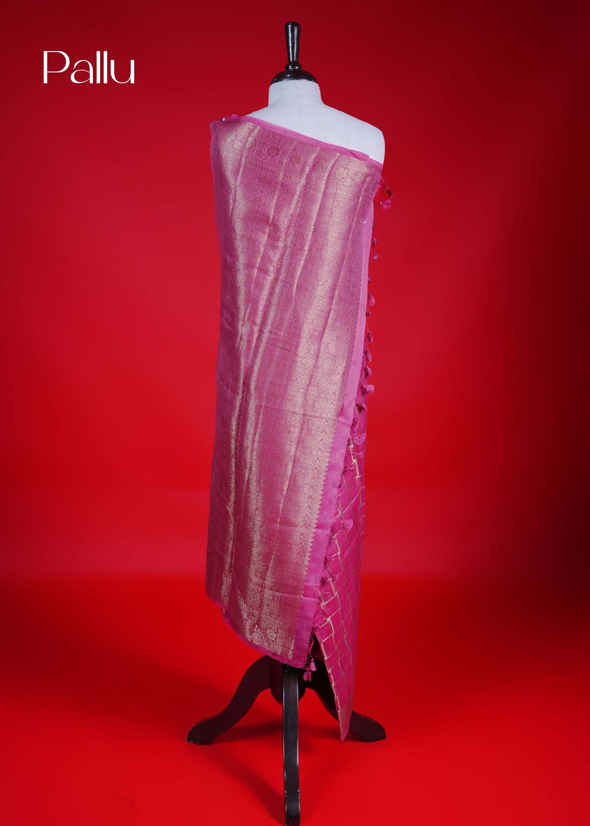 Onion pink colour Banarasi Chanderi silk saree