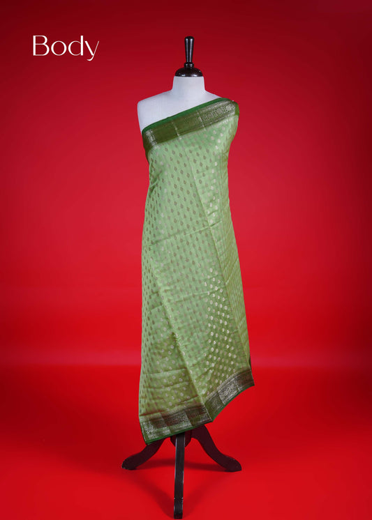 Pastel green colour Banarasi Chanderi silk saree