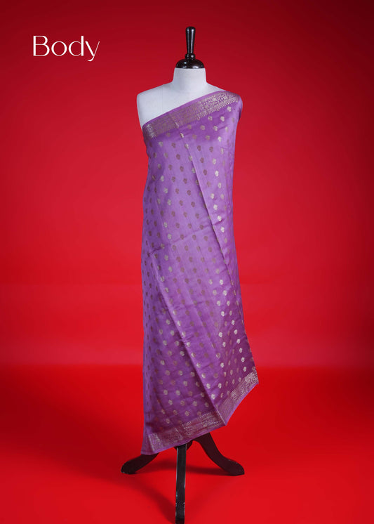 Lavender colour Banarasi Chanderi silk saree