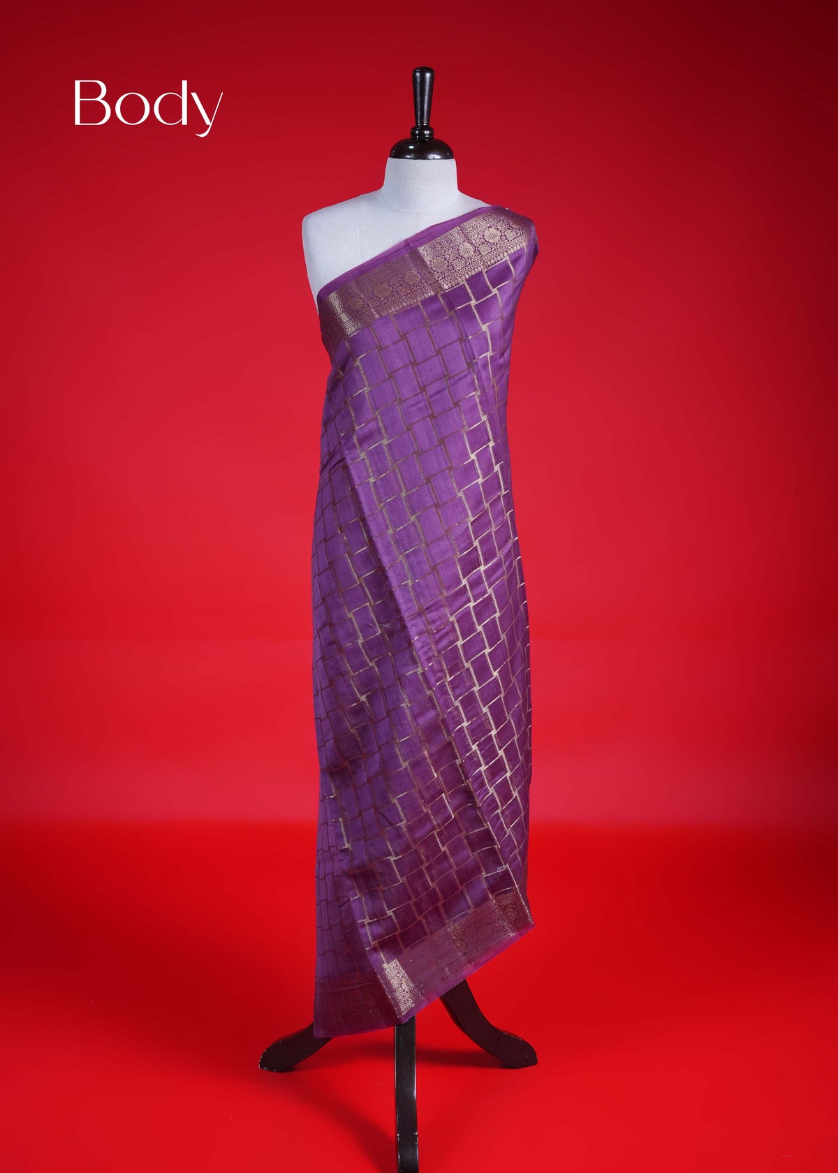 Burgundy colour Banarasi Chanderi silk saree