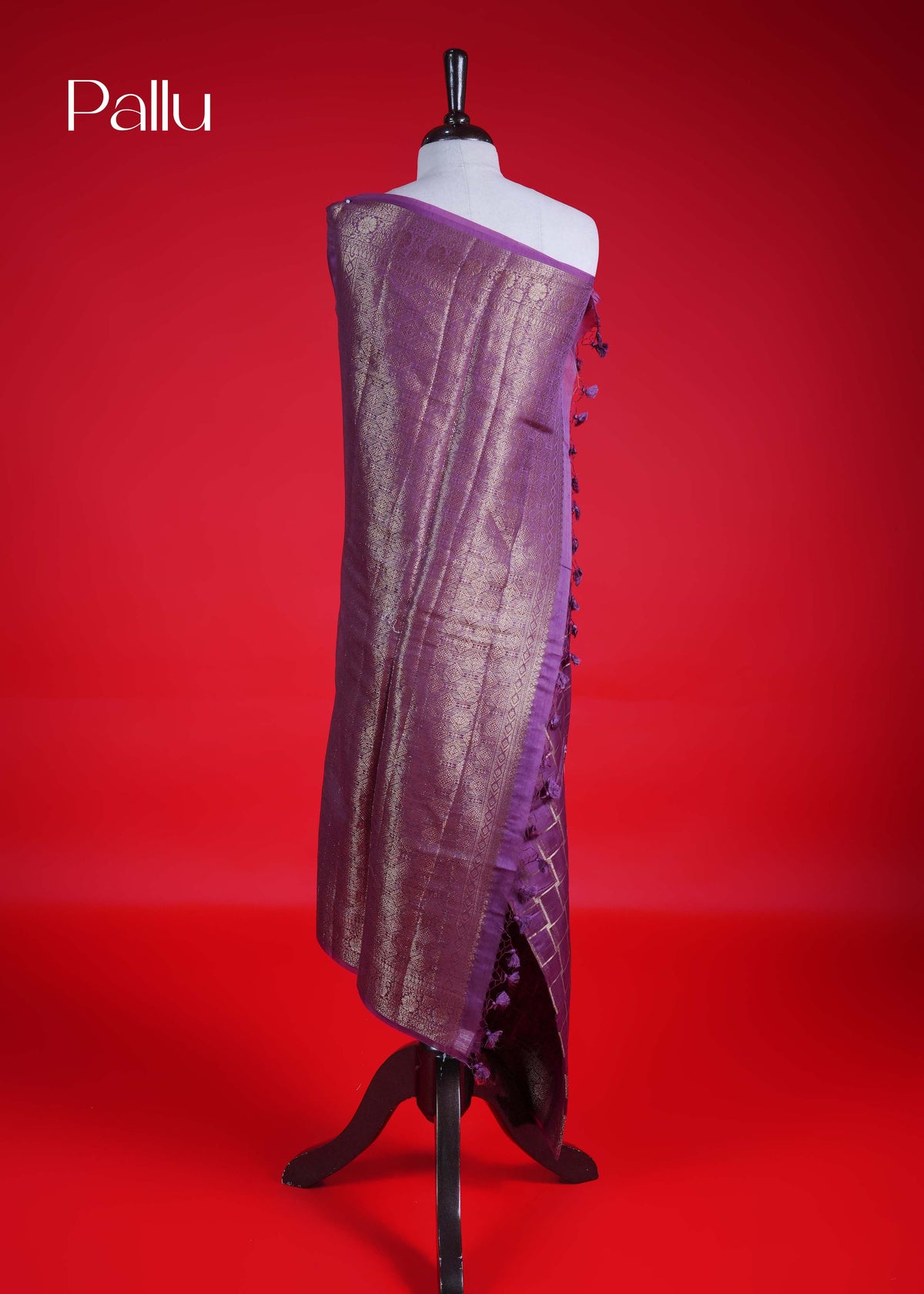 Burgundy colour Banarasi Chanderi silk saree