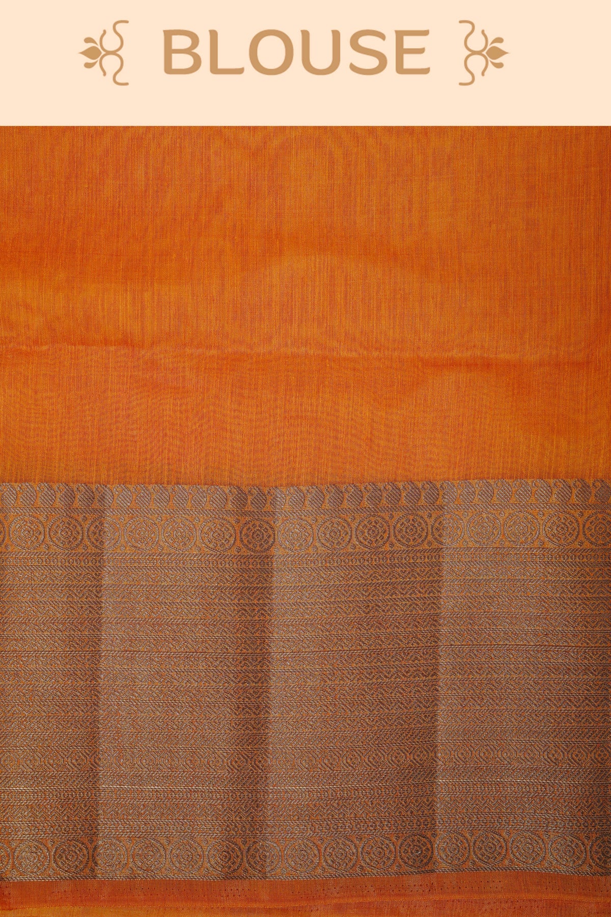 Mustard colour semi linen saree plain body, contrast self colour gold zari detailed border, grand pallu comes with matching blouse piece