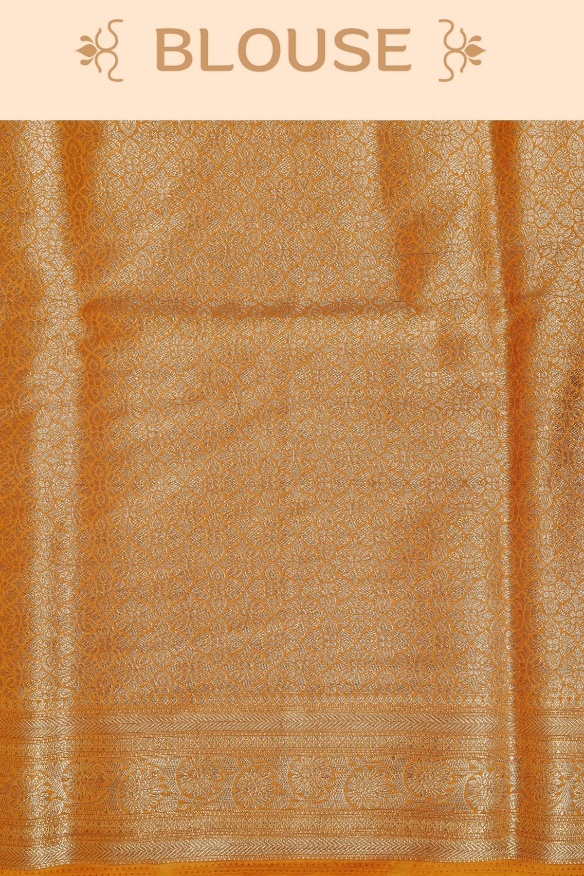Yellow colour georgette saree having plain boy, Floral Gold zari detailed pattern border, comes with matching blouse piece