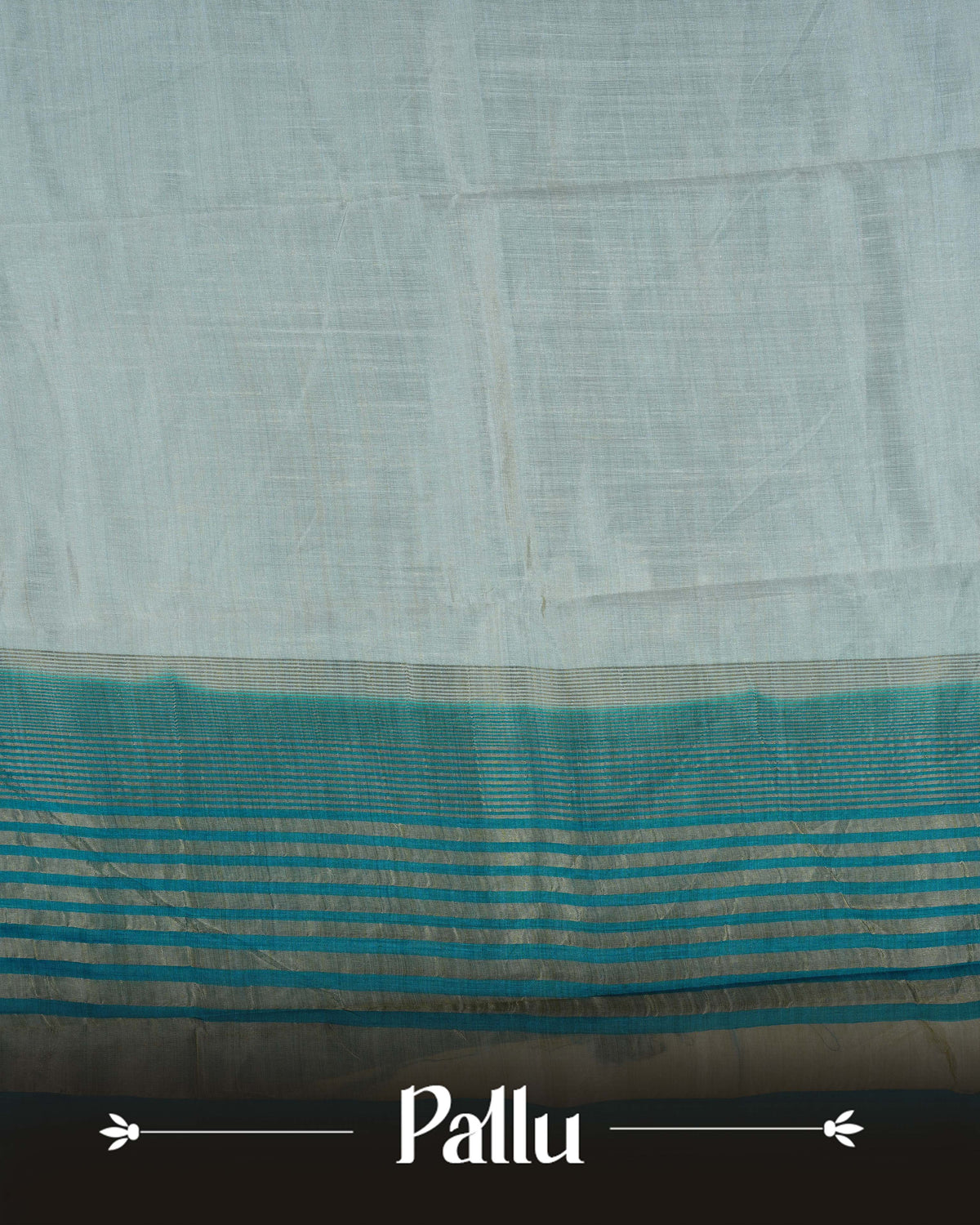 Cream colour Tussar silk saree Featuring Plain body, complemented by Contrast teal green colour gold zari temple & zari border, paired with matching blouse piece.