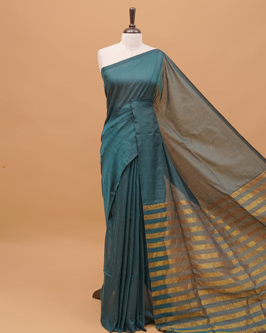 Dark Green Colour Mul Cotton Saree