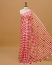 Red and White colour mul cotton saree