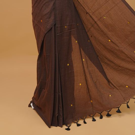 Brown Colour Mul Cotton saree
